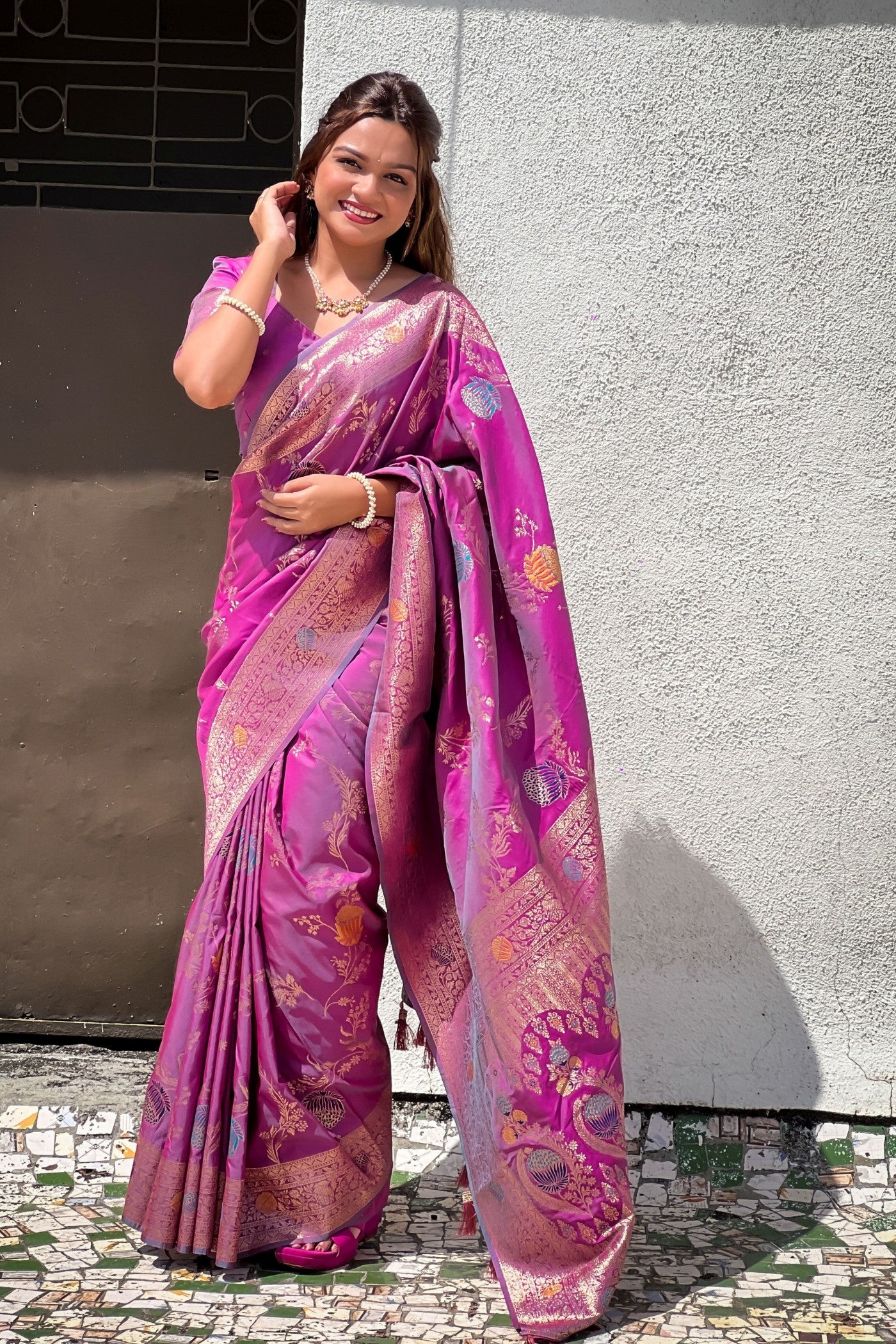 Buy MySilkLove Primary Purple Woven Banarasi Saree Online