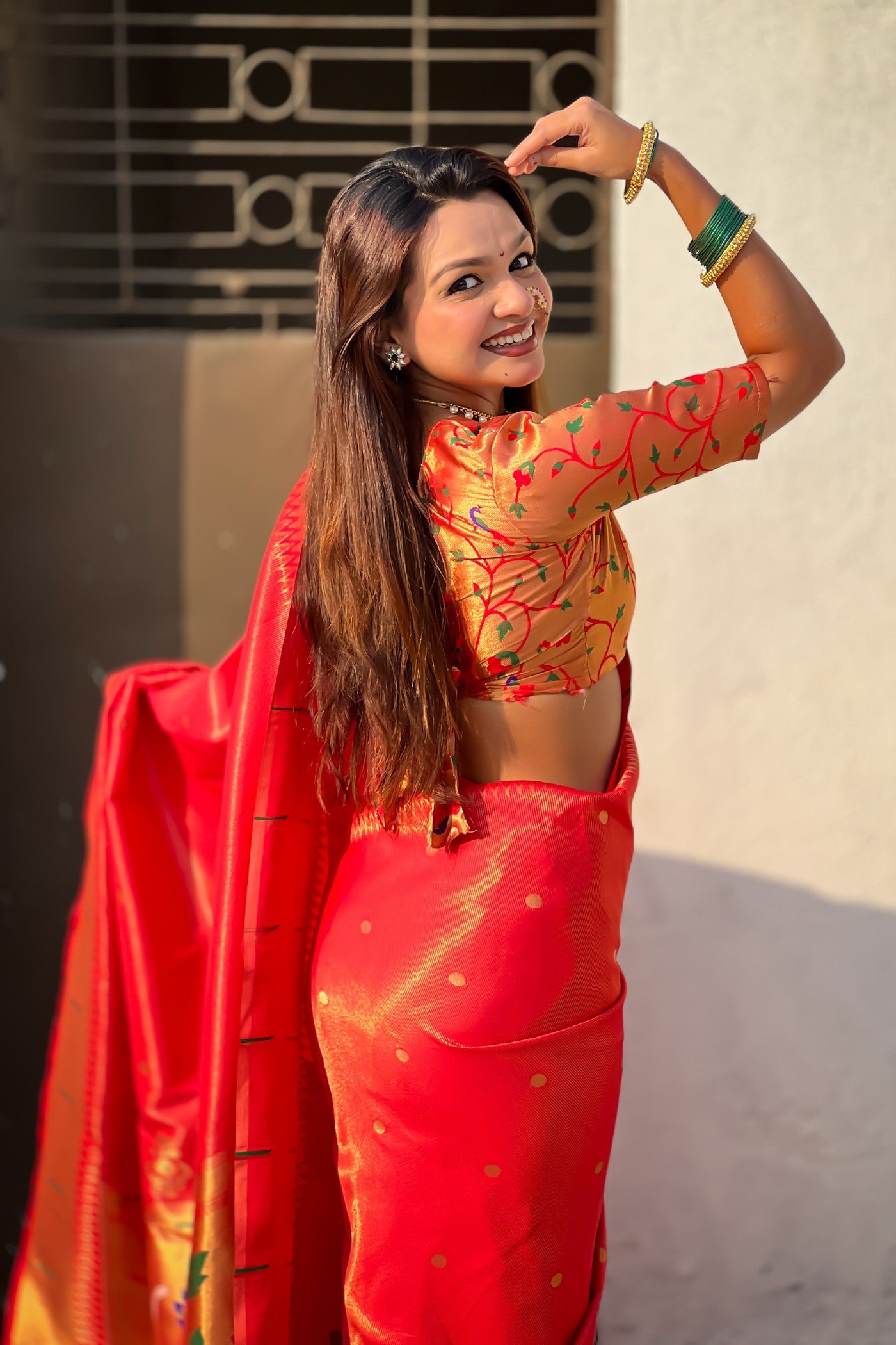 Buy MySilkLove Ruddy Red Woven Tissue Paithani Saree Online