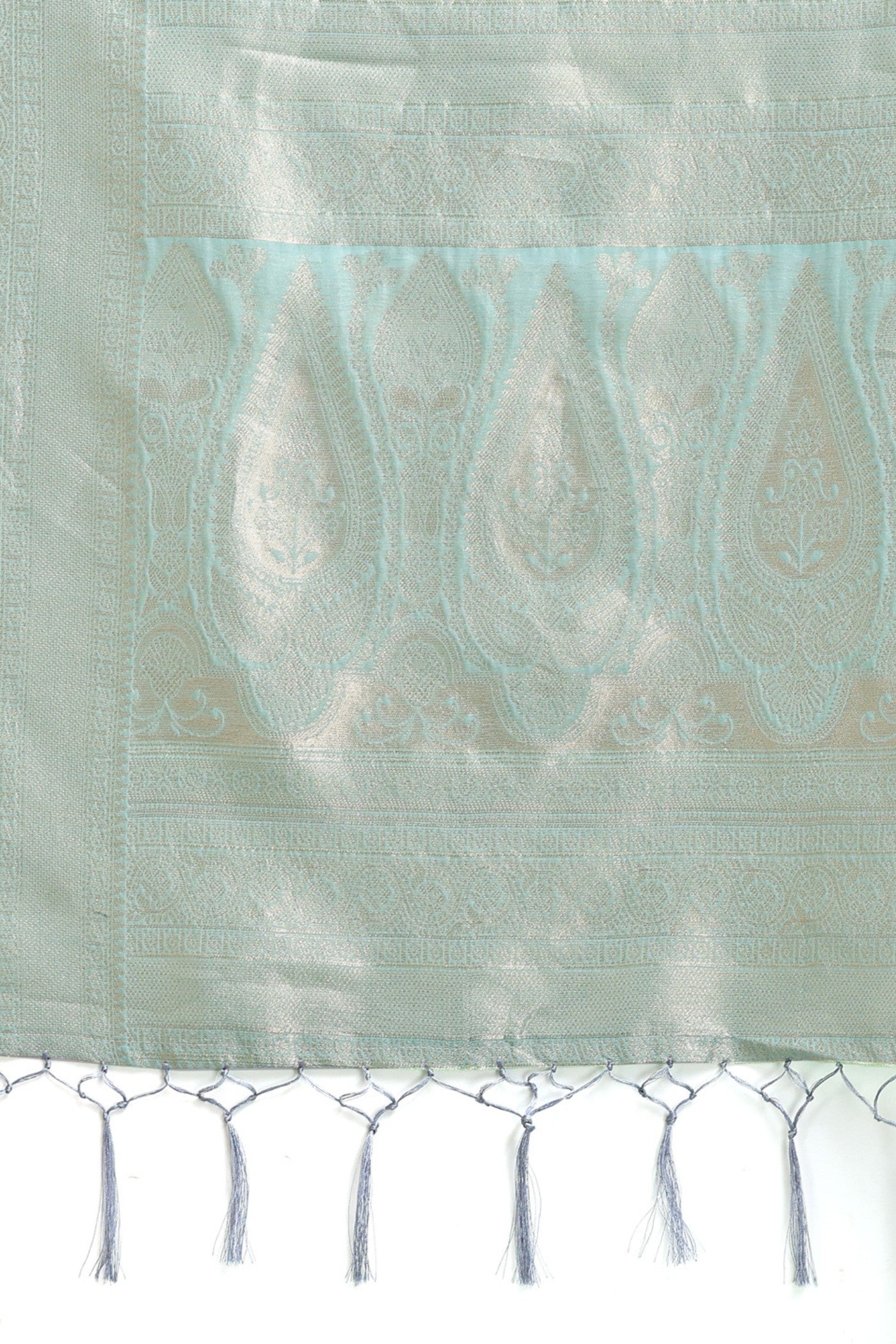Buy MySilkLove Celadon Green Woven Linen Cotton Saree Online