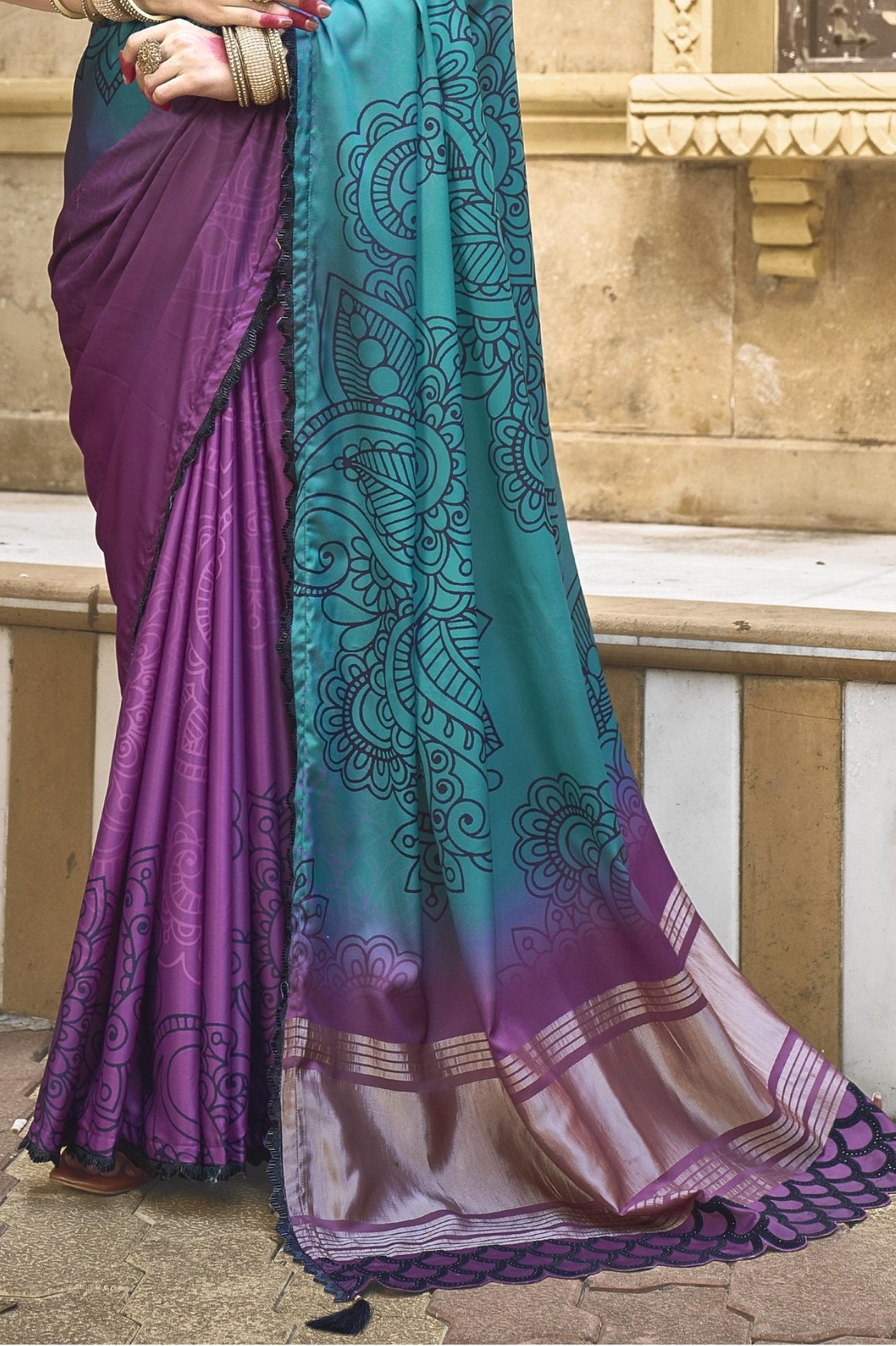 Buy MySilkLove Fairy Purple and Blue Banarasi Designer Saree Online