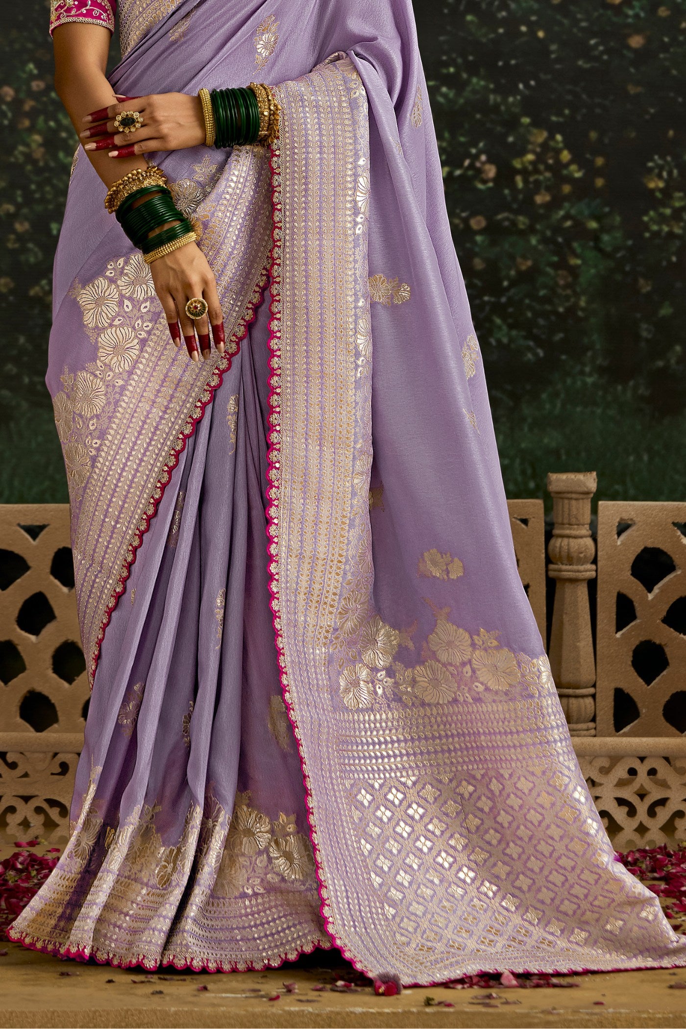 Buy MySilkLove Lilac Purple Designer Banarasi Saree Online