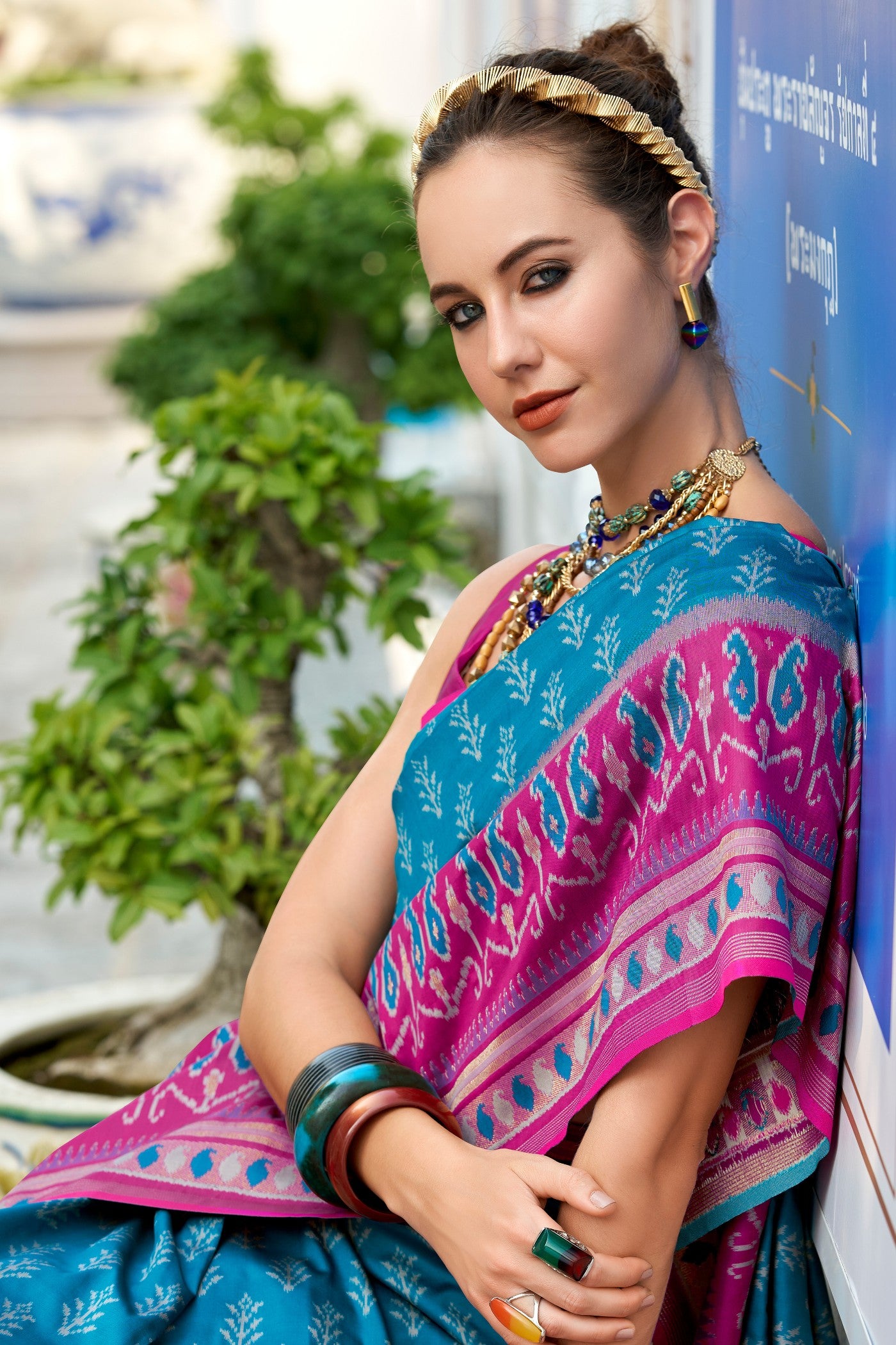 Buy MySilkLove Orient Blue Woven Banarasi Saree Online