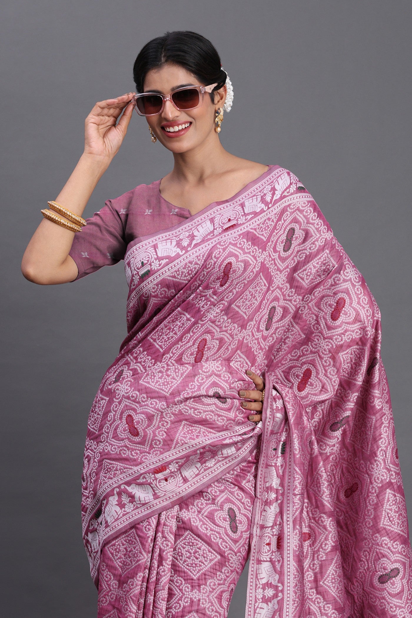 MySilkLove Punch Pink Linen Cotton Saree