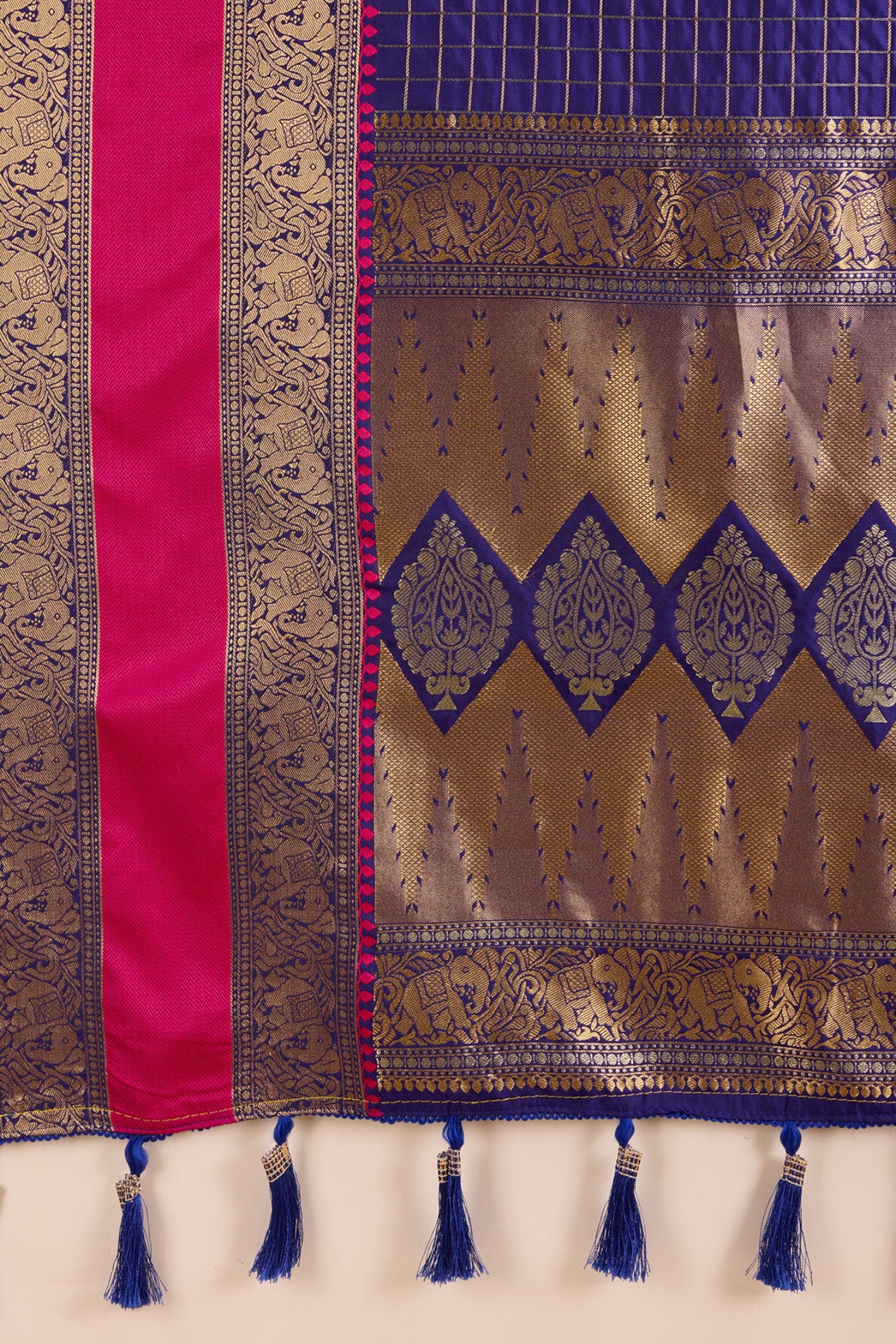 Buy MySilkLove Dark Blue Zari Woven Banarasi Saree Online