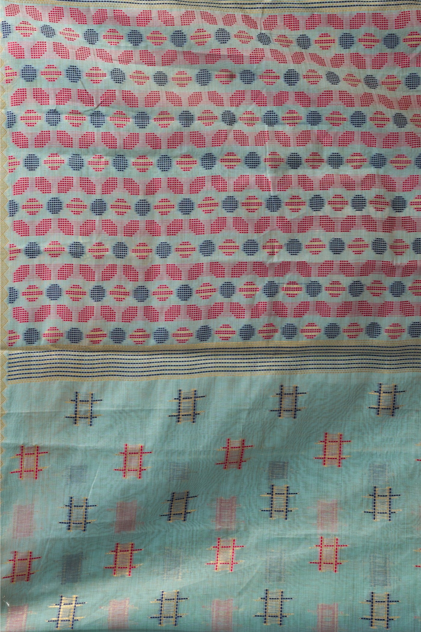 Buy MySilkLove Celtic Blue Woven Cotton Saree Online