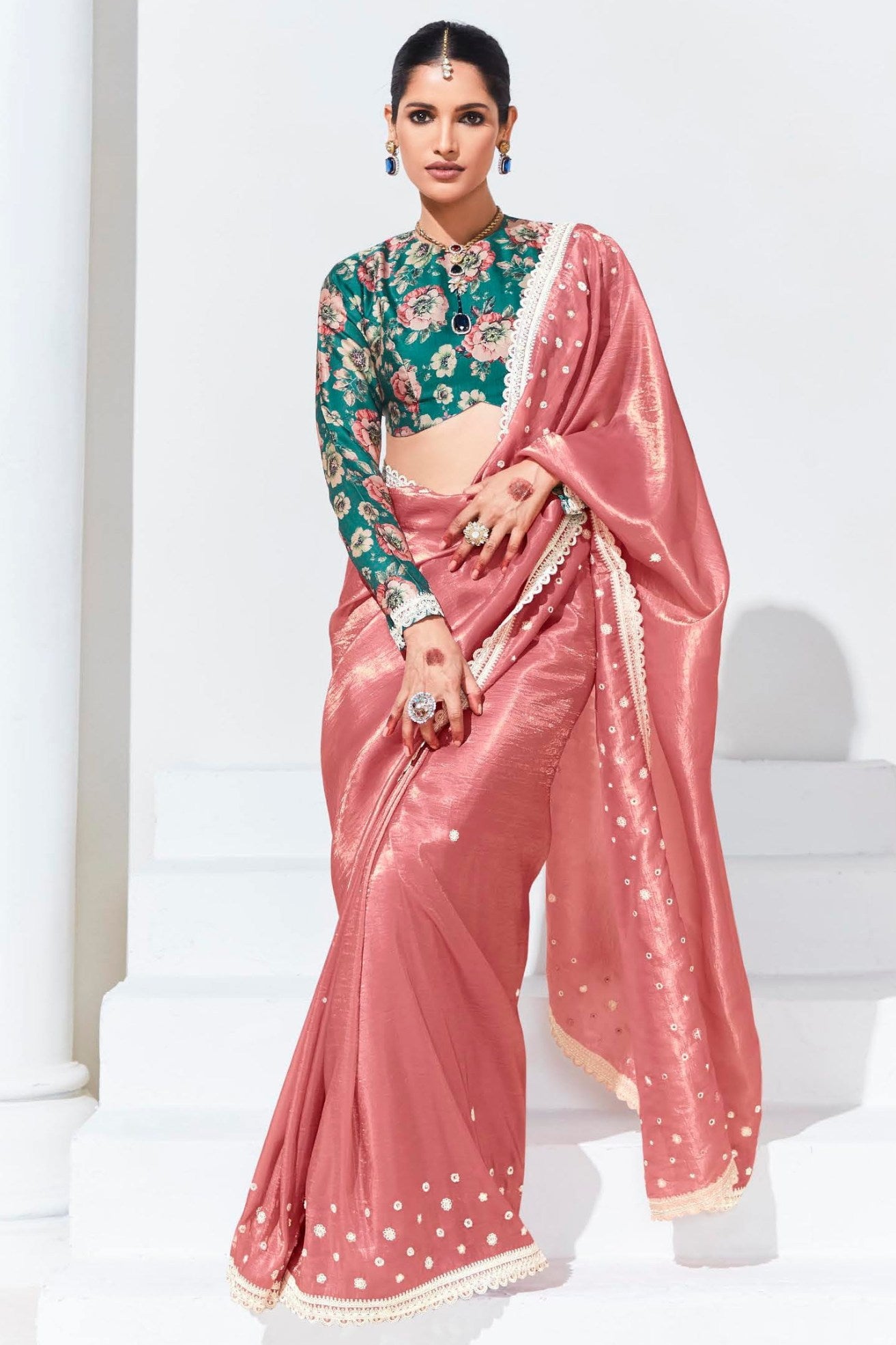 Buy MySilkLove Cornflower Lilac Pink Tissue Organza Designer Partywear Saree Online