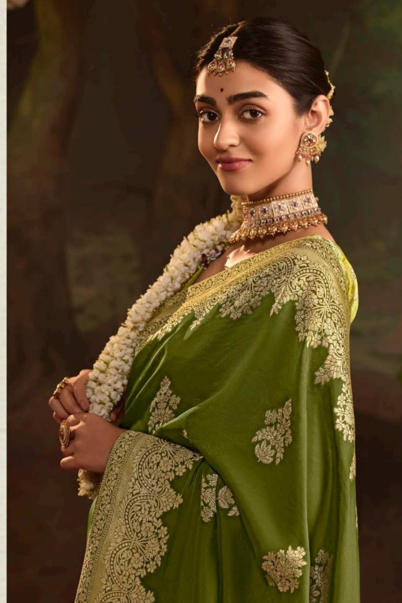 Buy MySilkLove Madras Green Designer Banarasi Dola Silk Saree Online