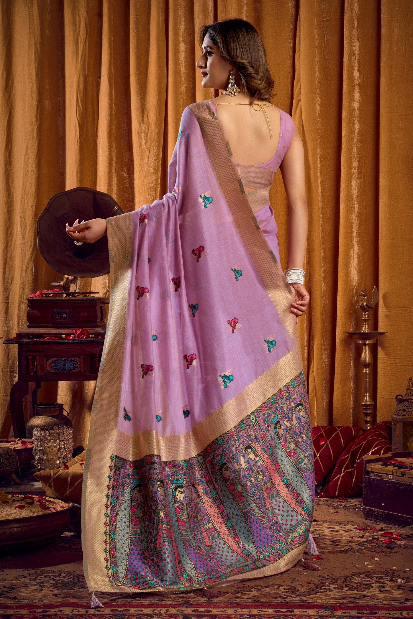 Buy MySilkLove Lilac Purple Woven Cotton Saree Online