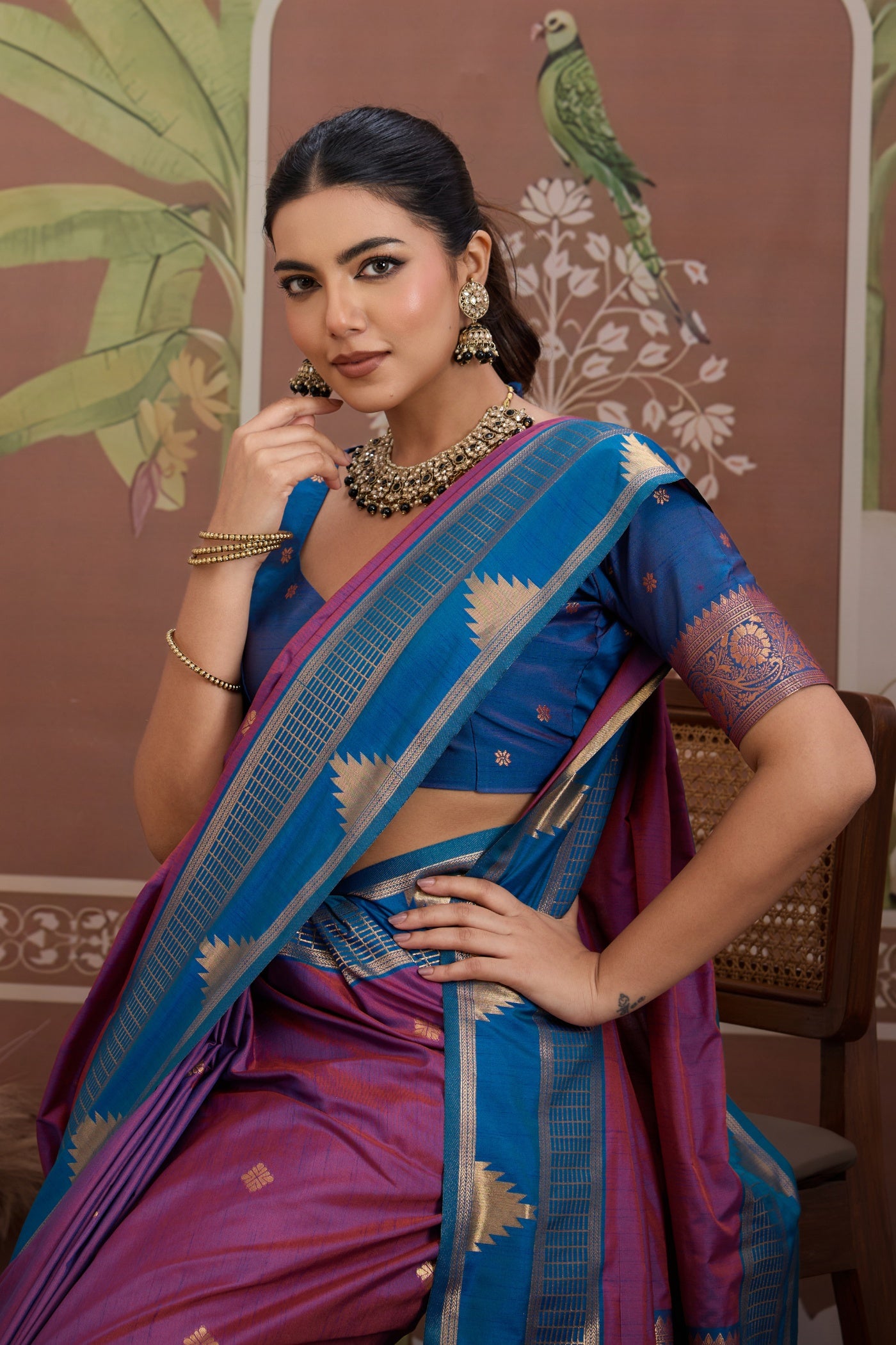 MySilkLove Violet Purple Handloom Tussar Silk Saree
