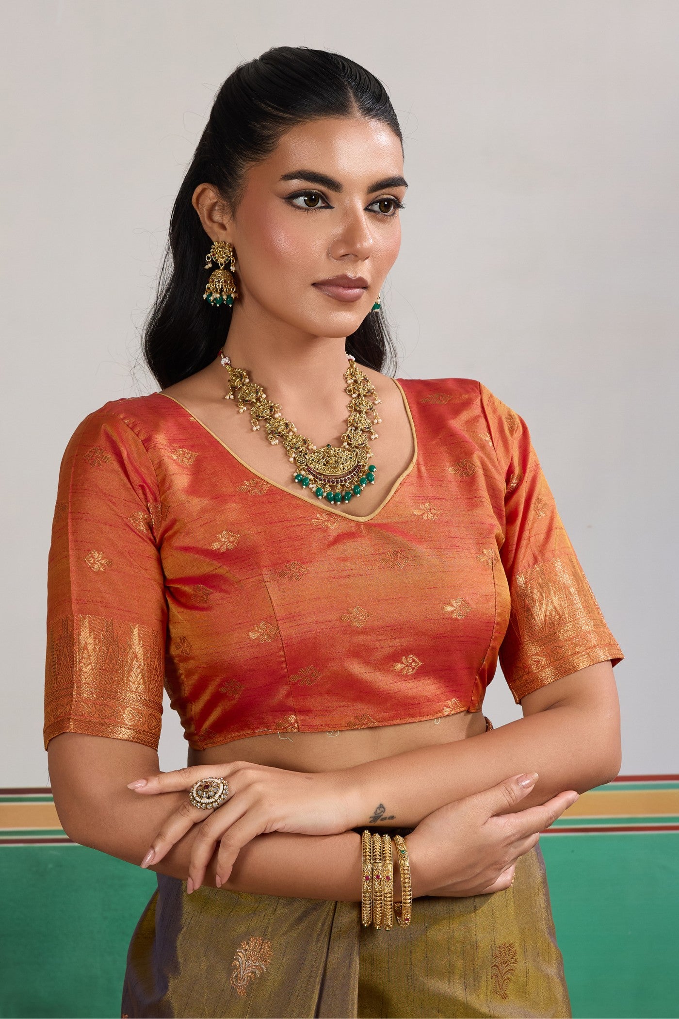 Buy MySilkLove Dust Green Banarasi Handloom Tussar Saree Online