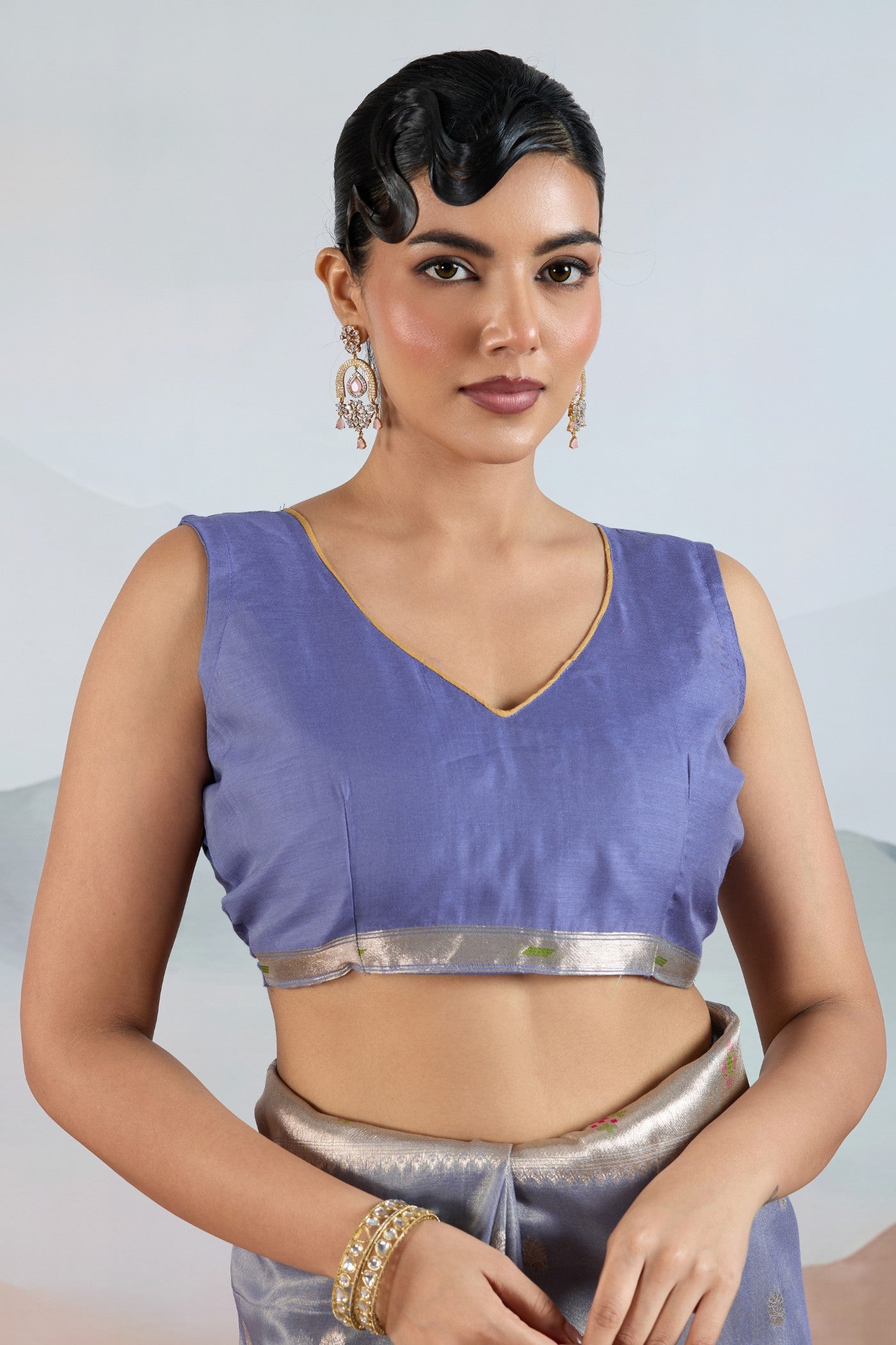 Buy MySilkLove Opaline Grey Zari Woven Tissue Paithani Saree Online