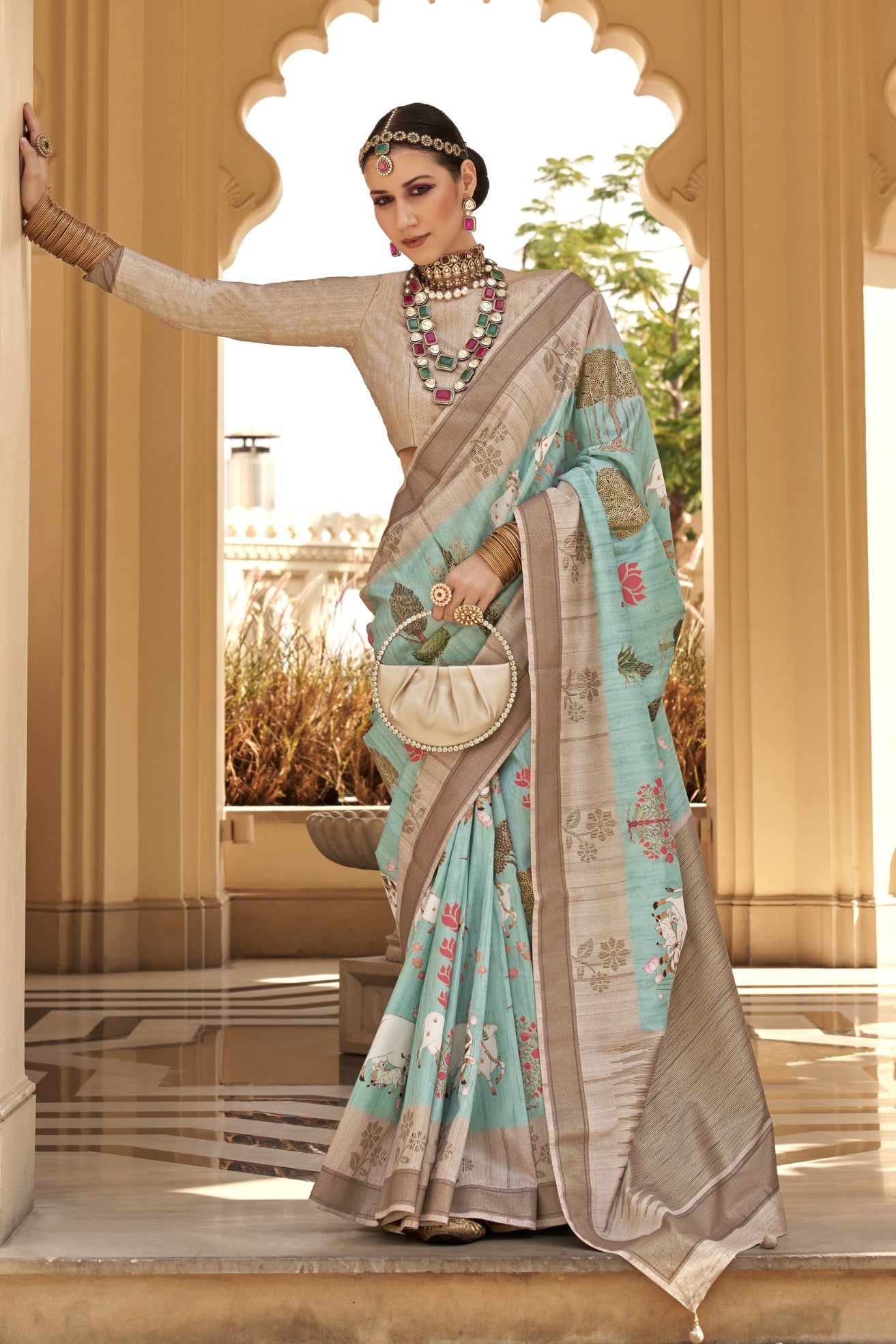 Buy MySilkLove Water Blue Banarasi Handloom Saree Online