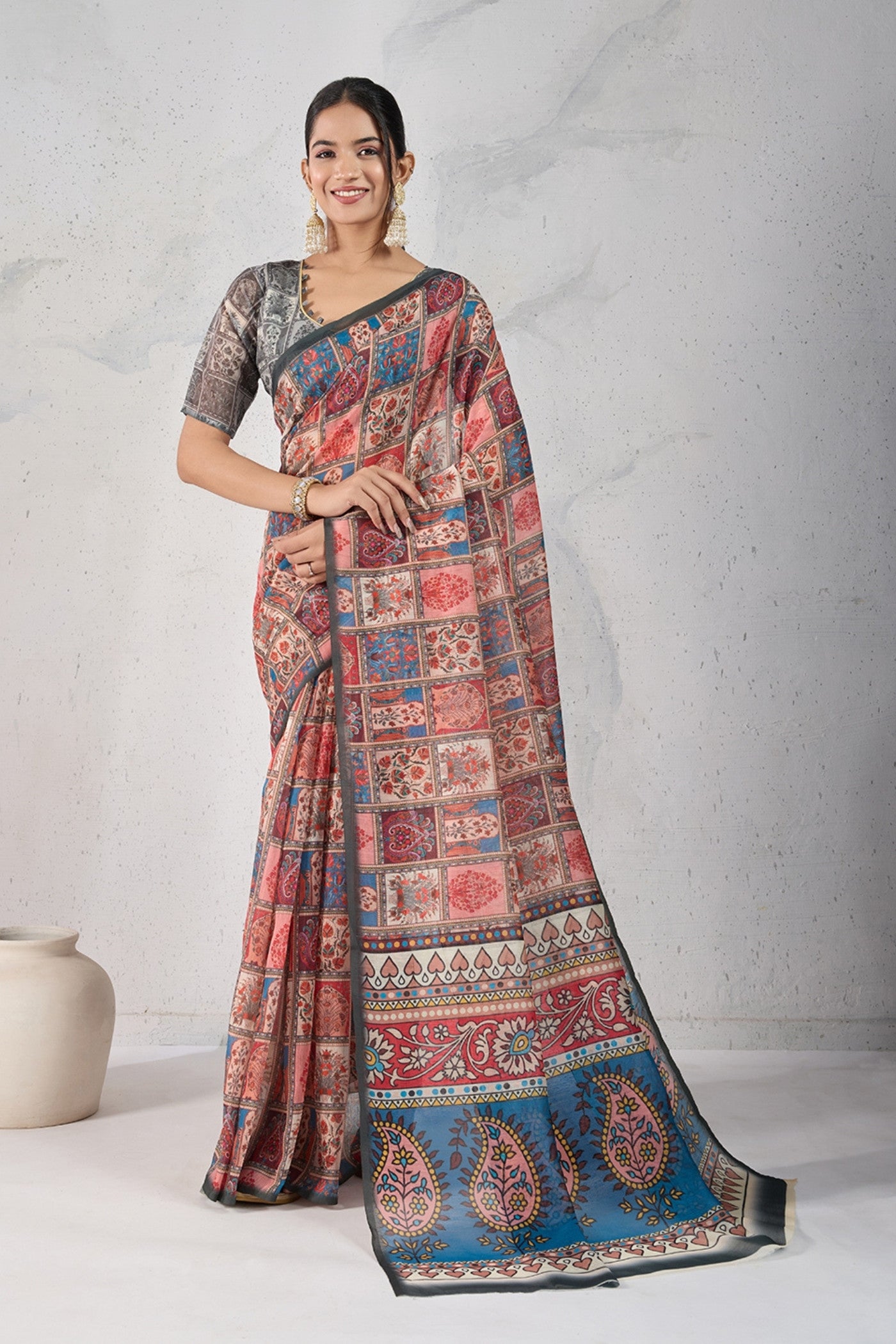 Buy MySilkLove Han Pink Digital Printed Saree Online