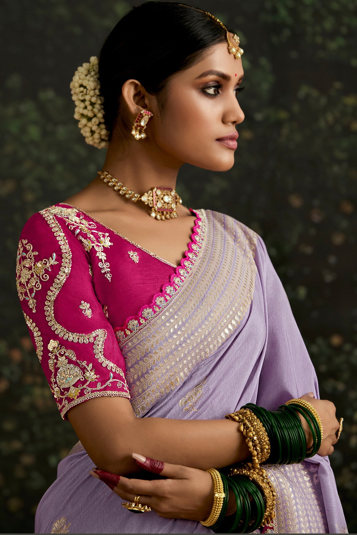 Buy MySilkLove Lilac Purple Designer Banarasi Saree Online