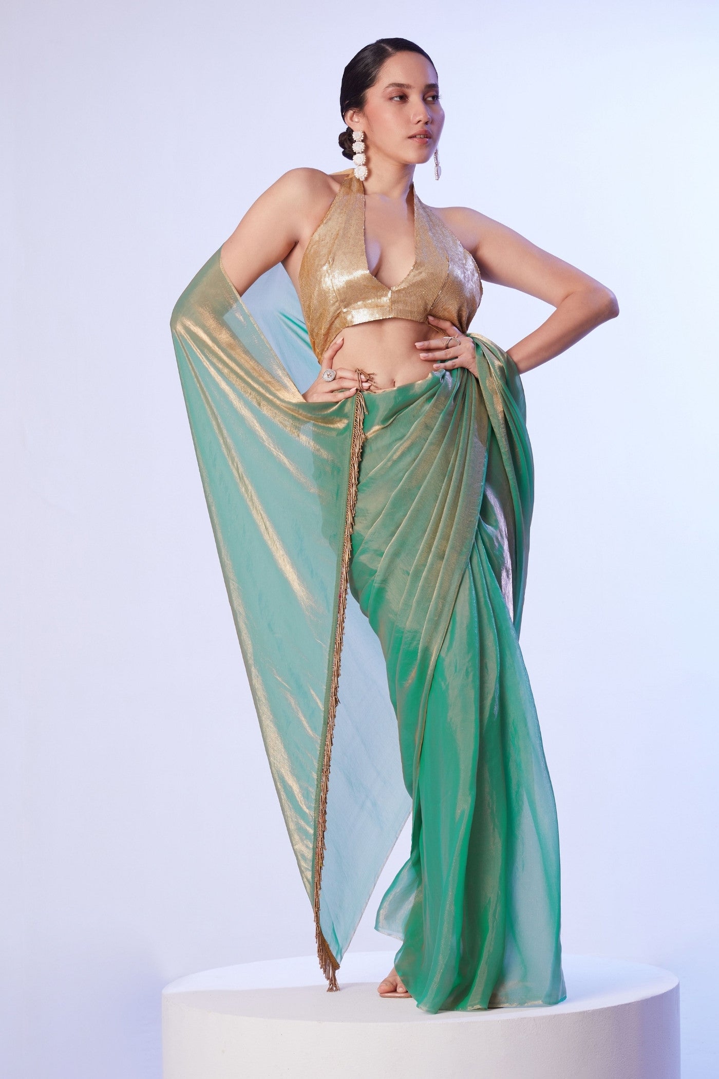 Buy MySilkLove Hnter Green Designer Partywear Saree Online