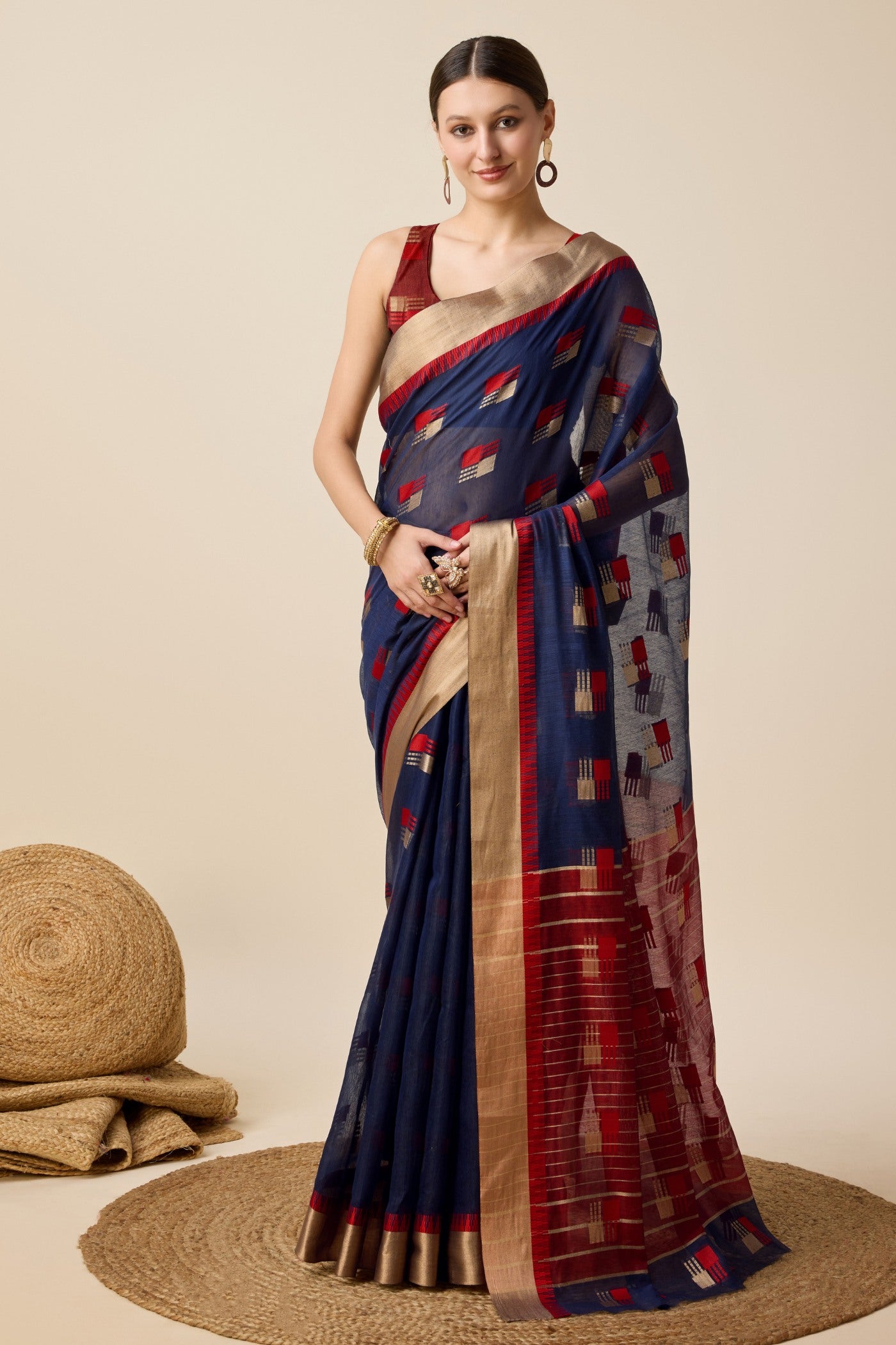 Buy MySilkLove Indigo Blue Cotton Soft Silk Saree Online