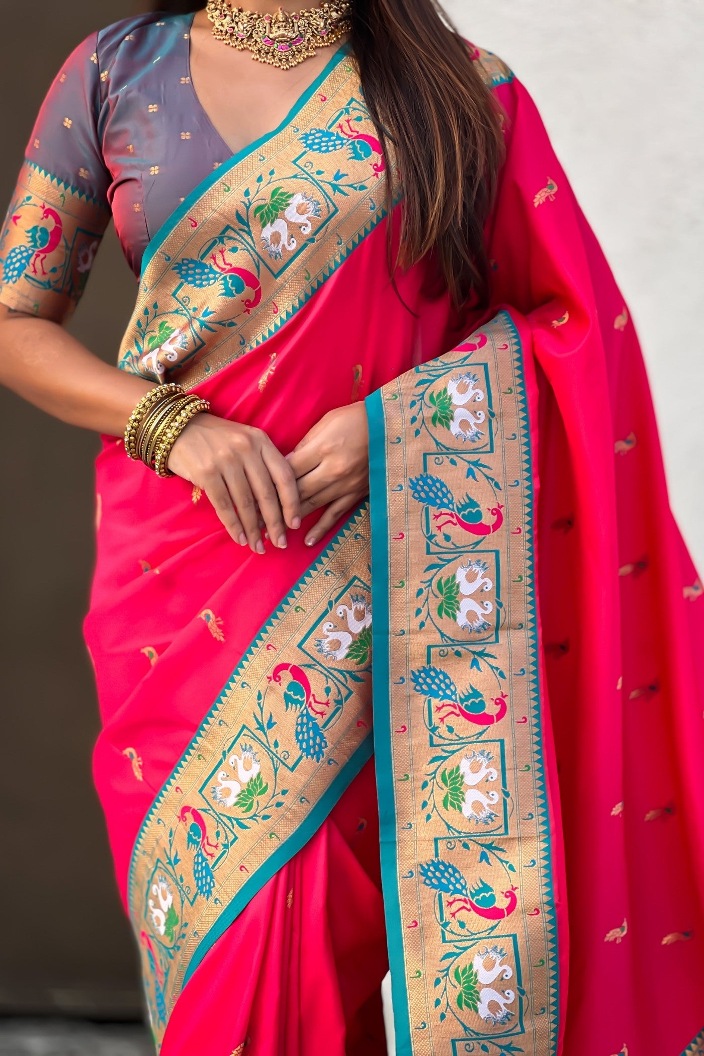 Buy MySilkLove Vermilion Red Zari Woven Paithani Saree Online