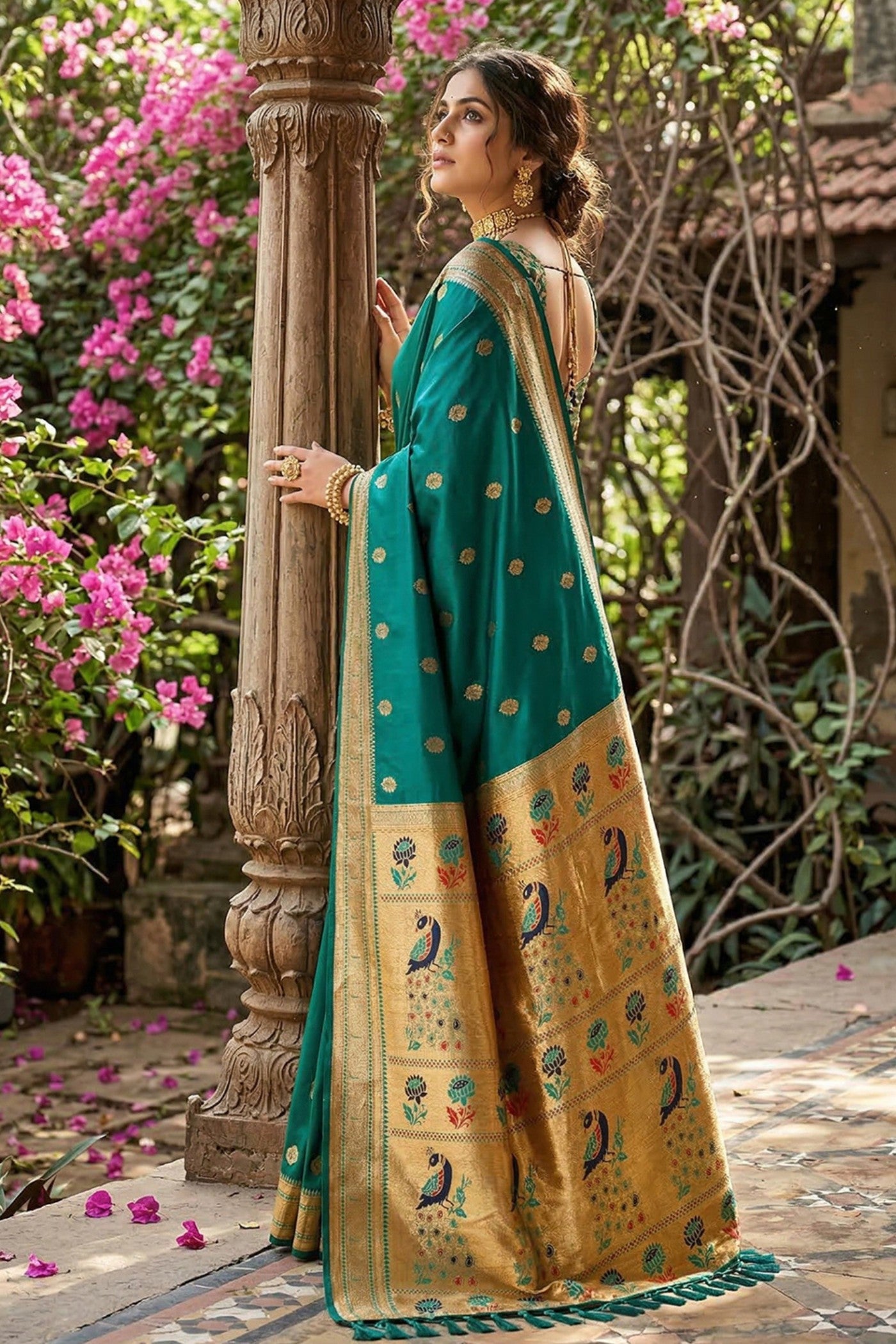 Buy MySilkLove Neptune Blue Zari Woven Paithani Saree Online