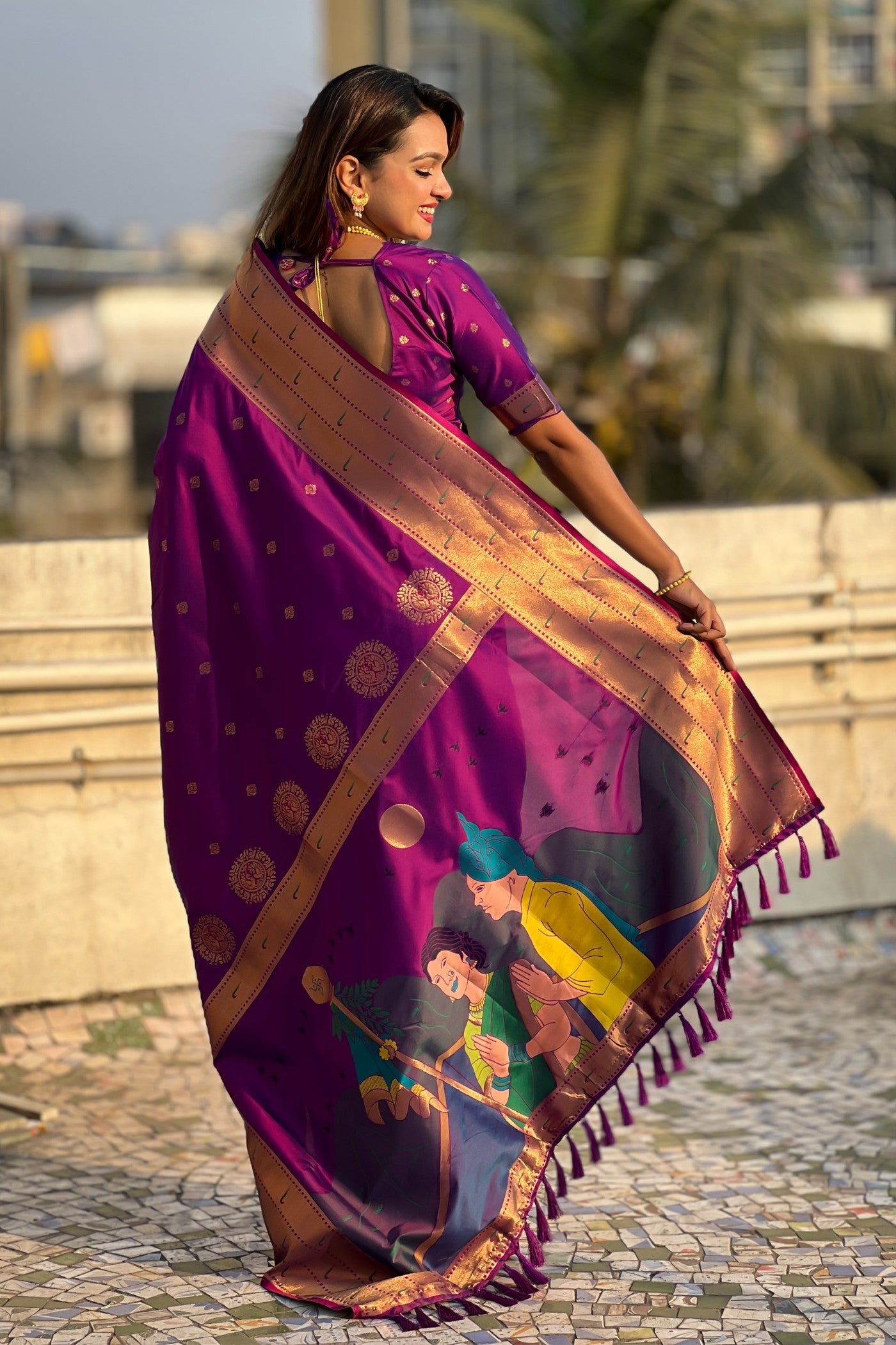 Buy MySilkLove Violet Purple Woven Paithani Saree Online