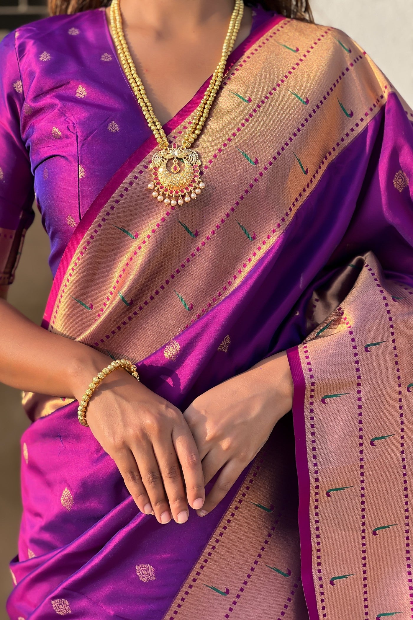 Buy MySilkLove Violet Purple Woven Paithani Saree Online