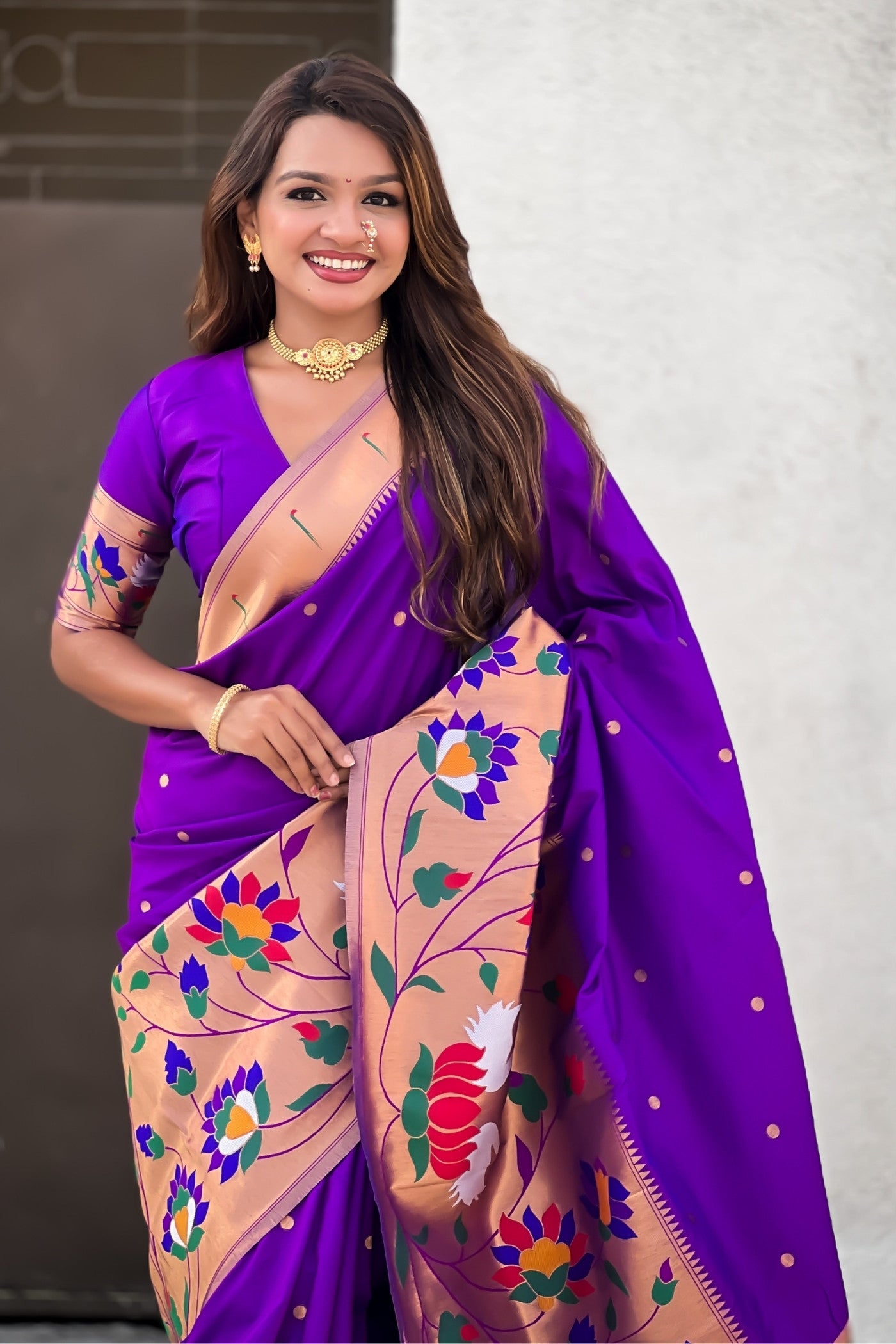 MySilkLove Lollipop Purple Woven Paithani Saree