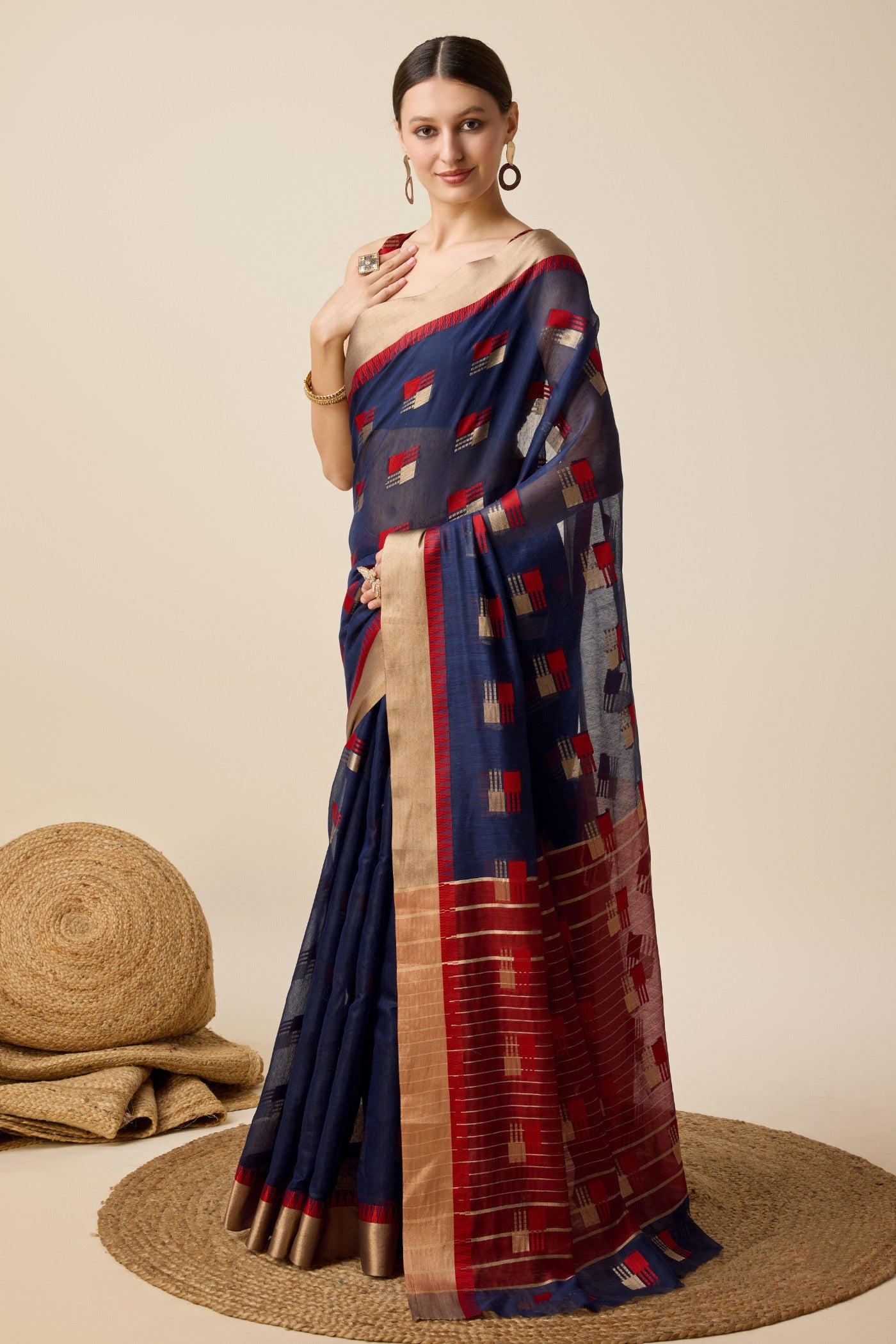 Buy MySilkLove Indigo Blue Cotton Soft Silk Saree Online