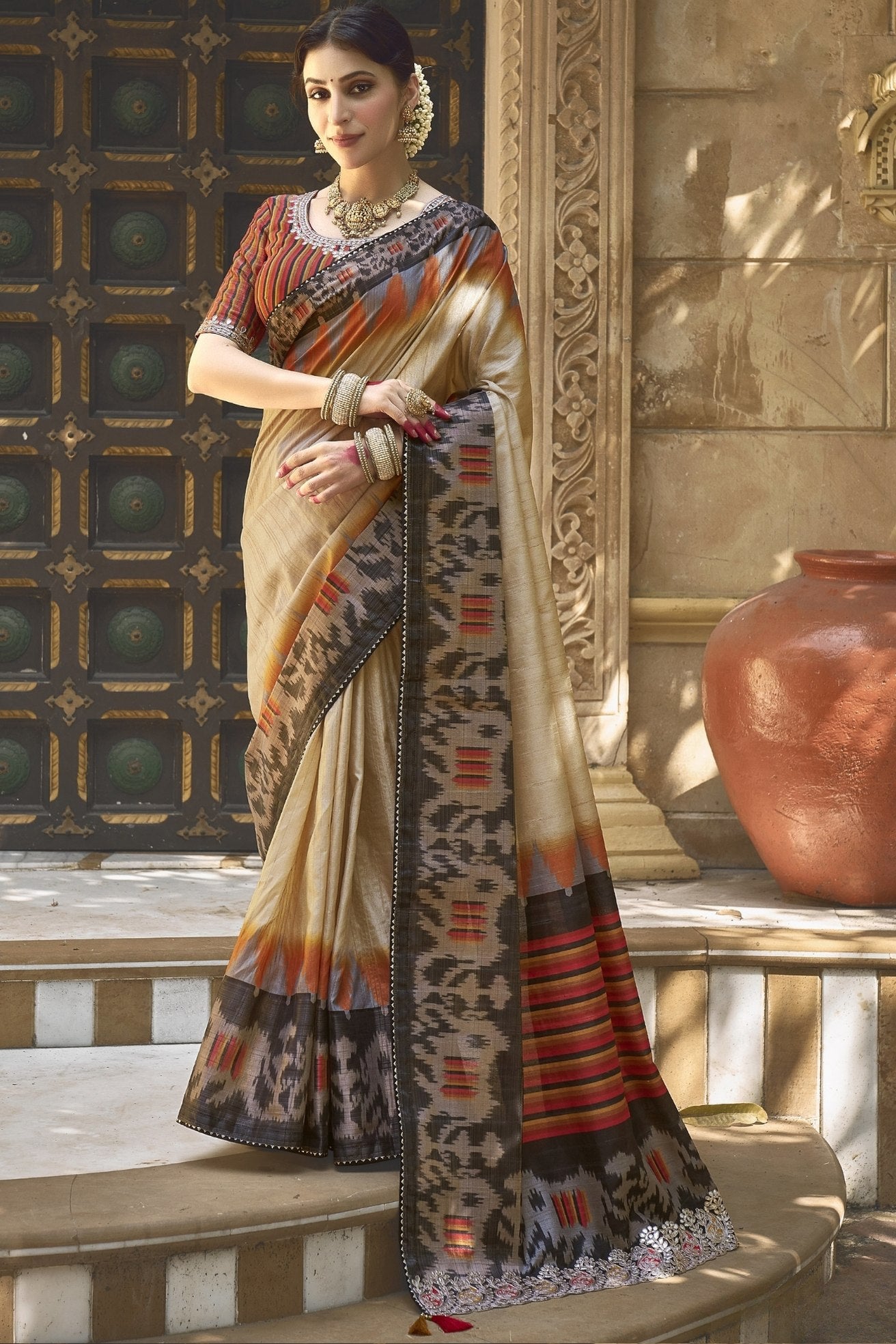 Buy MySilkLove Spicy Mix Brown Banarasi Designer Saree Online