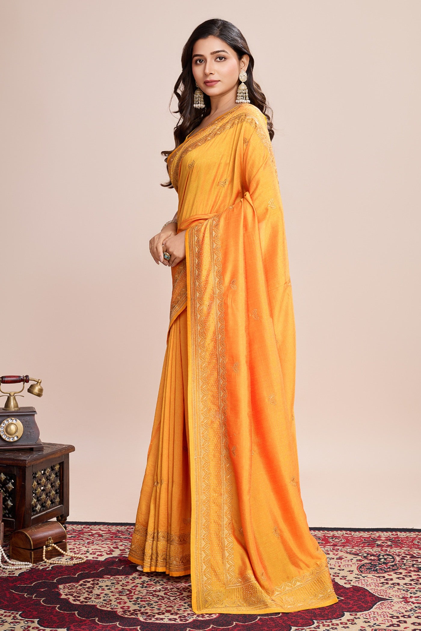 Buy MySilkLove Sunglow Yellow Designer Partywear Saree Online