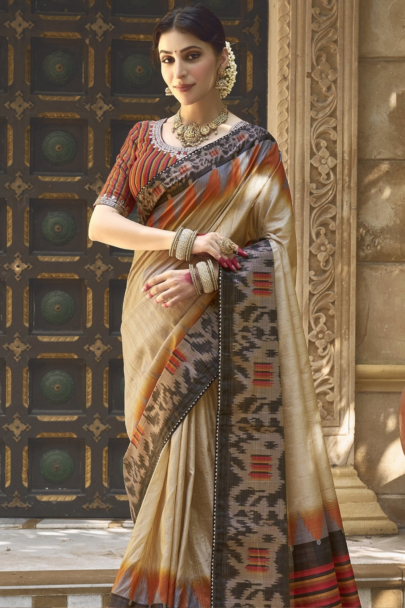 Buy MySilkLove Spicy Mix Brown Banarasi Designer Saree Online