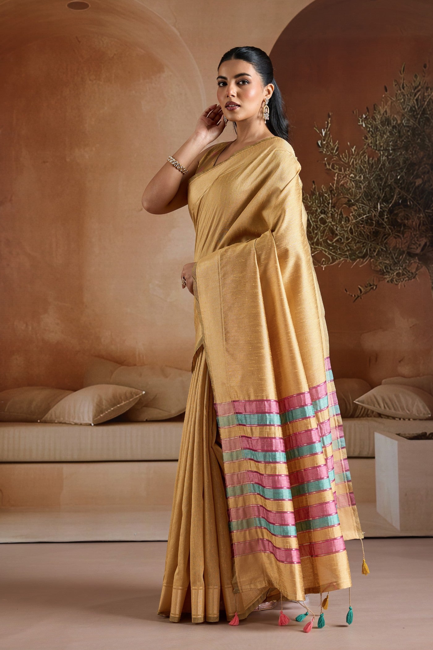 Buy MySilkLove Primrose Yellow Handloom Bhagalpuri Saree Online