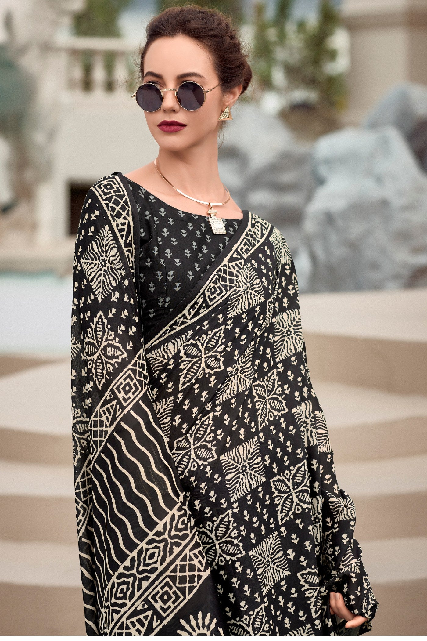 MySilkLove Zeus Black Mul Mul Cotton Saree