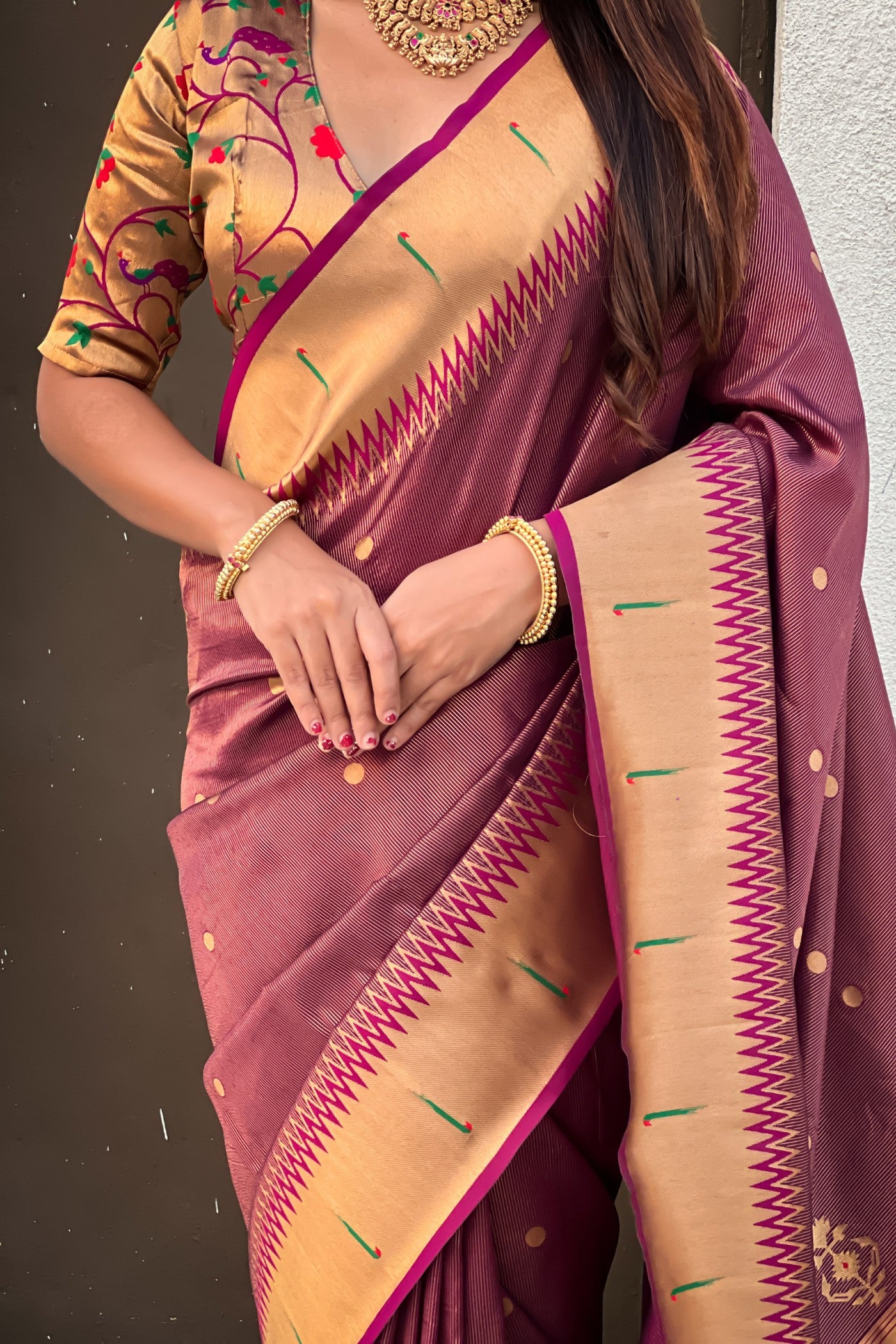 Buy MySilkLove Pastel Maroon Woven Tissue Paithani Saree Online