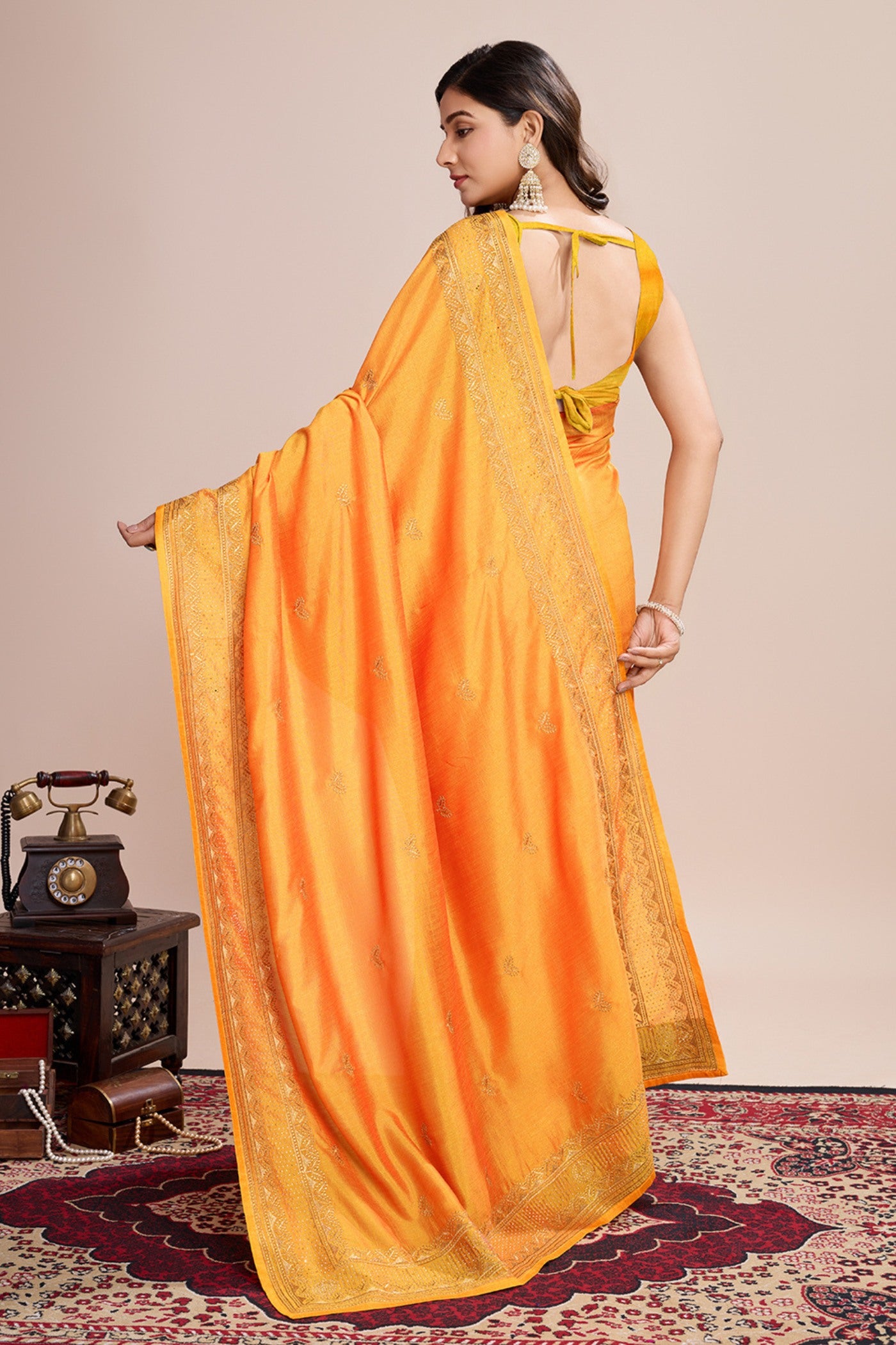 Buy MySilkLove Sunglow Yellow Designer Partywear Saree Online