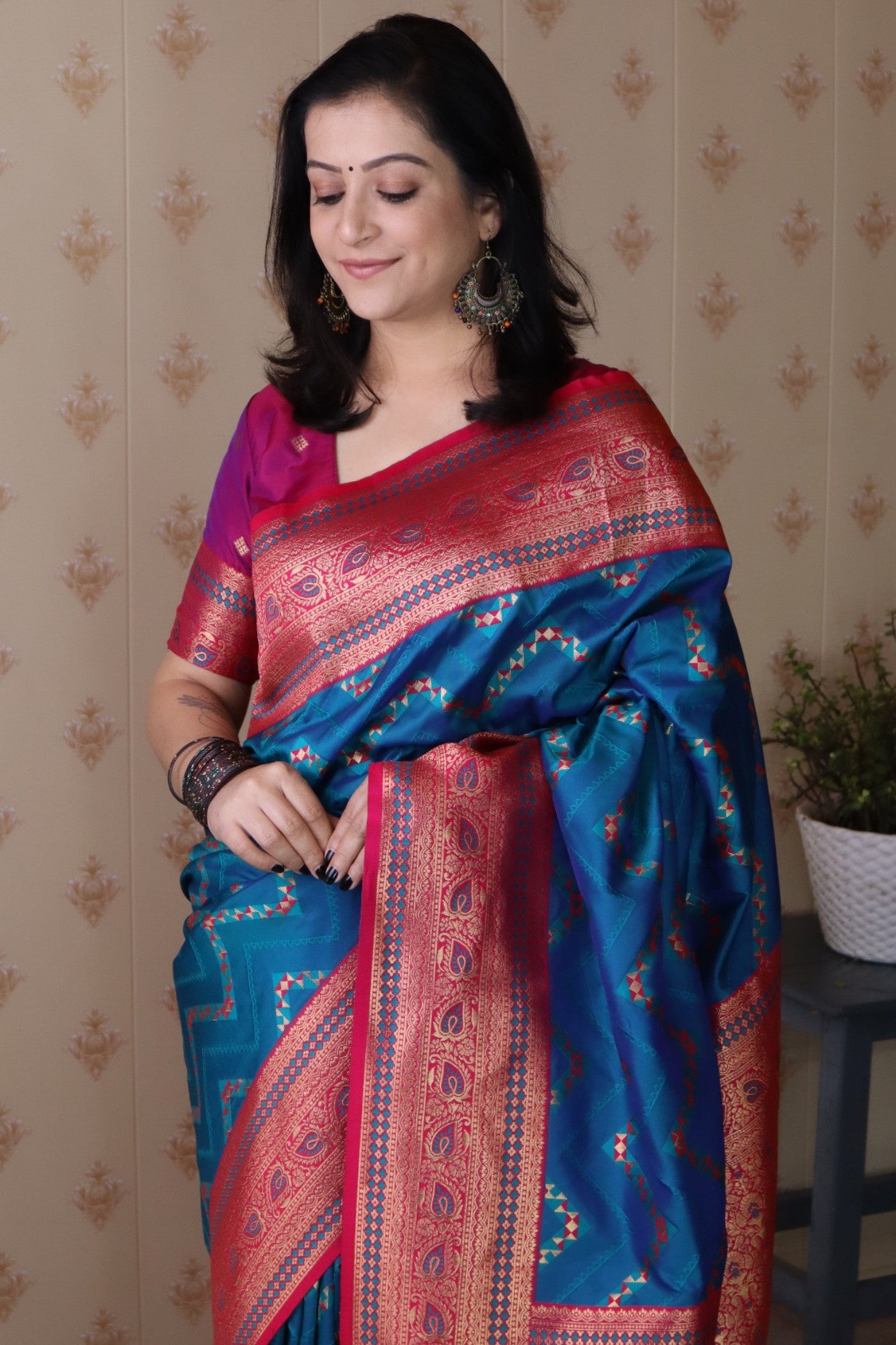 Buy MySilkLove Cerulean Blue Banarasi Handloom Saree Online