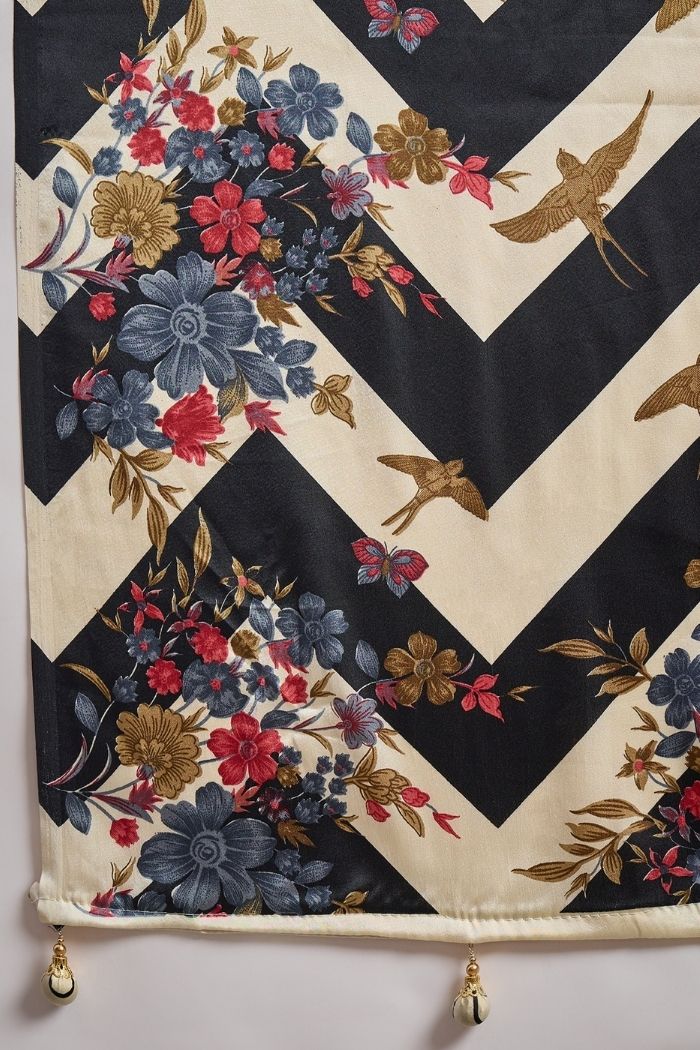 Buy MySilkLove Sisal Black Stripe Printed Floral Satin Gaji Silk Saree Online