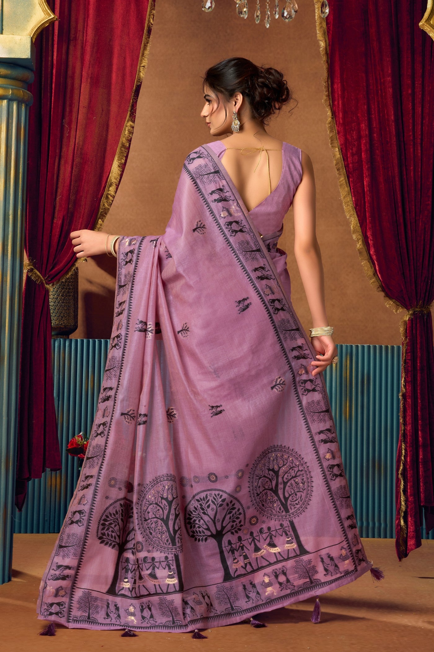 Buy MySilkLove Mauve Purple Woven Modal Cotton Saree Online