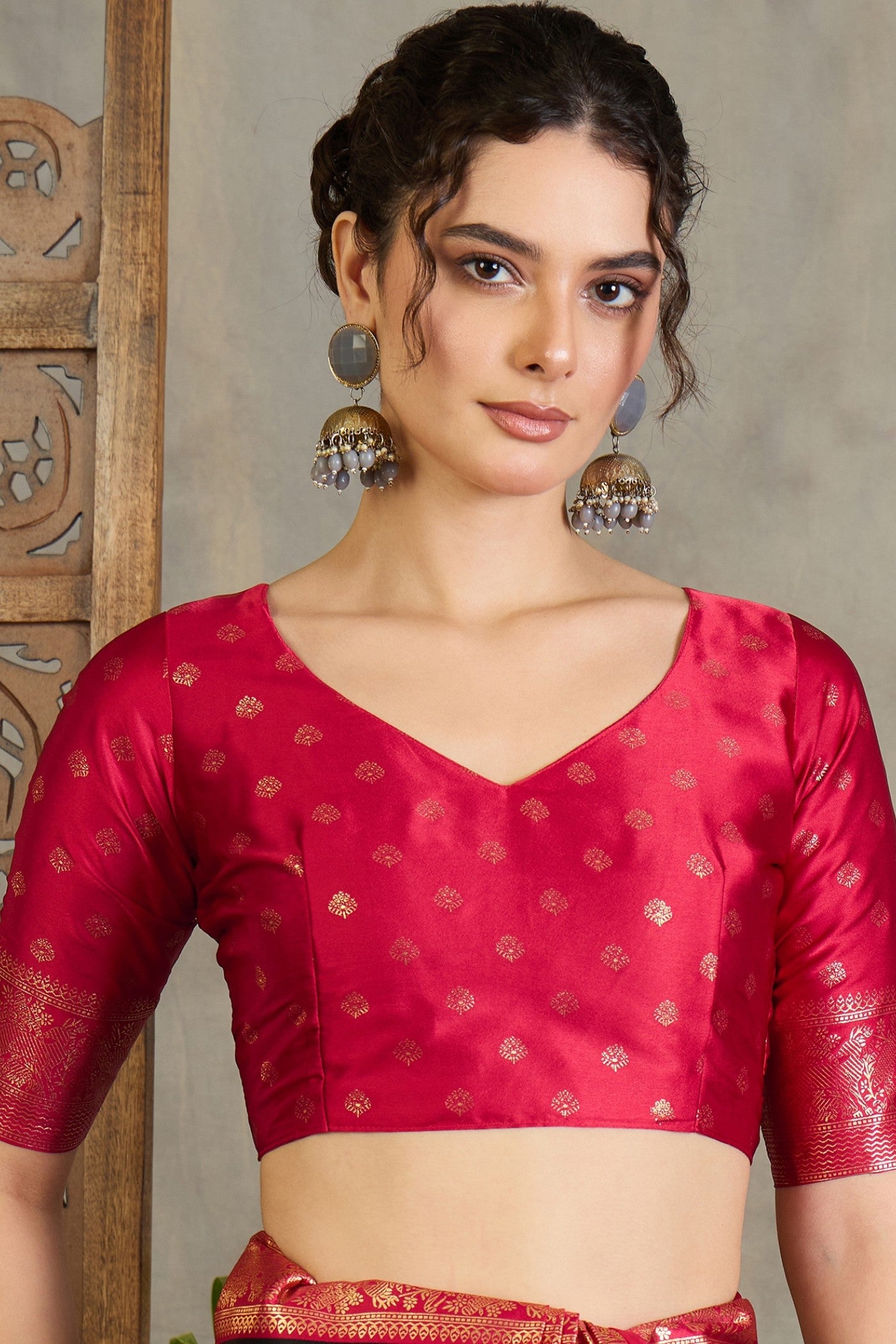 Buy MySilkLove Inked Black and Red Printed Satin Crepe Silk Saree Online