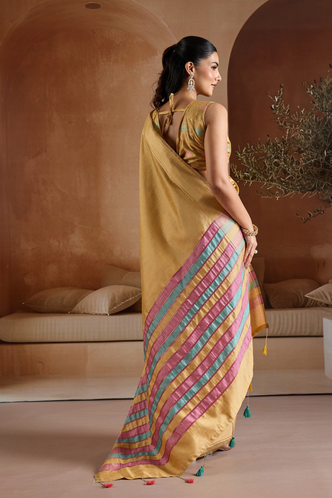 Buy MySilkLove Primrose Yellow Handloom Bhagalpuri Saree Online