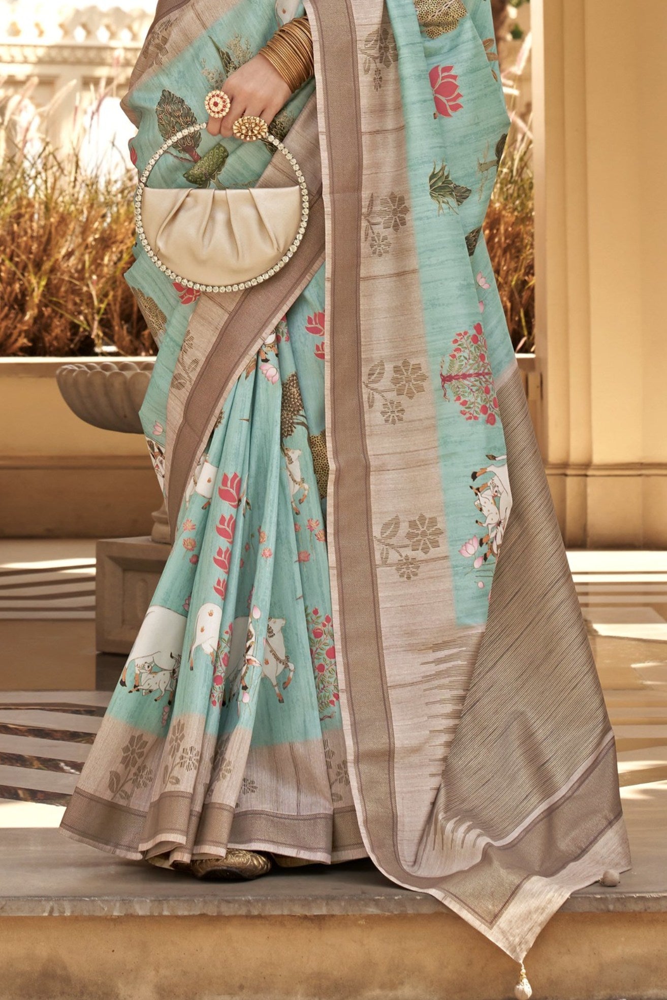 Buy MySilkLove Water Blue Banarasi Handloom Saree Online