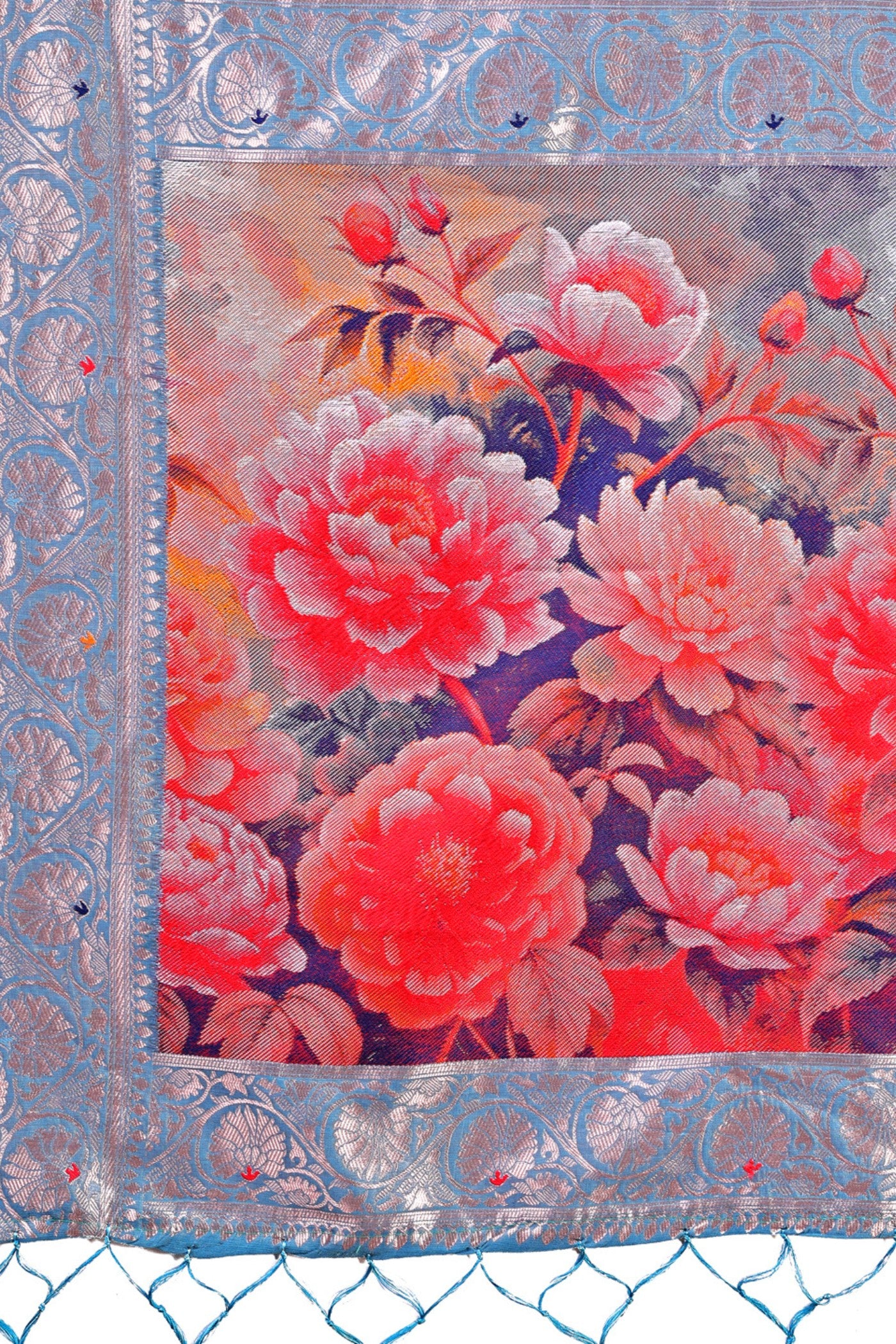 Buy MySilkLove Swiming Blue Woven Linen Cotton Saree Online
