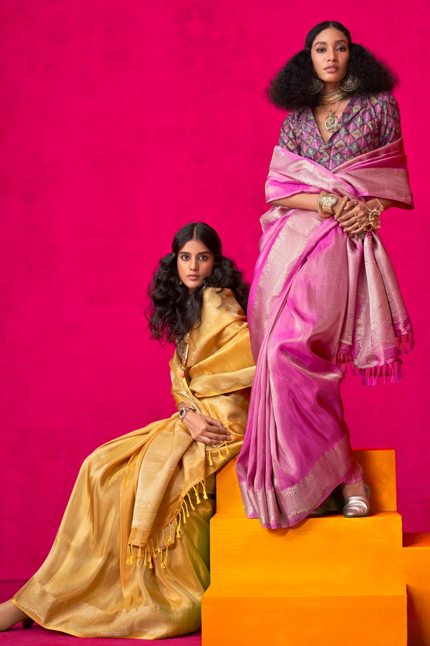 Buy MySilkLove Blossom Pink Tissue Silk Saree Online