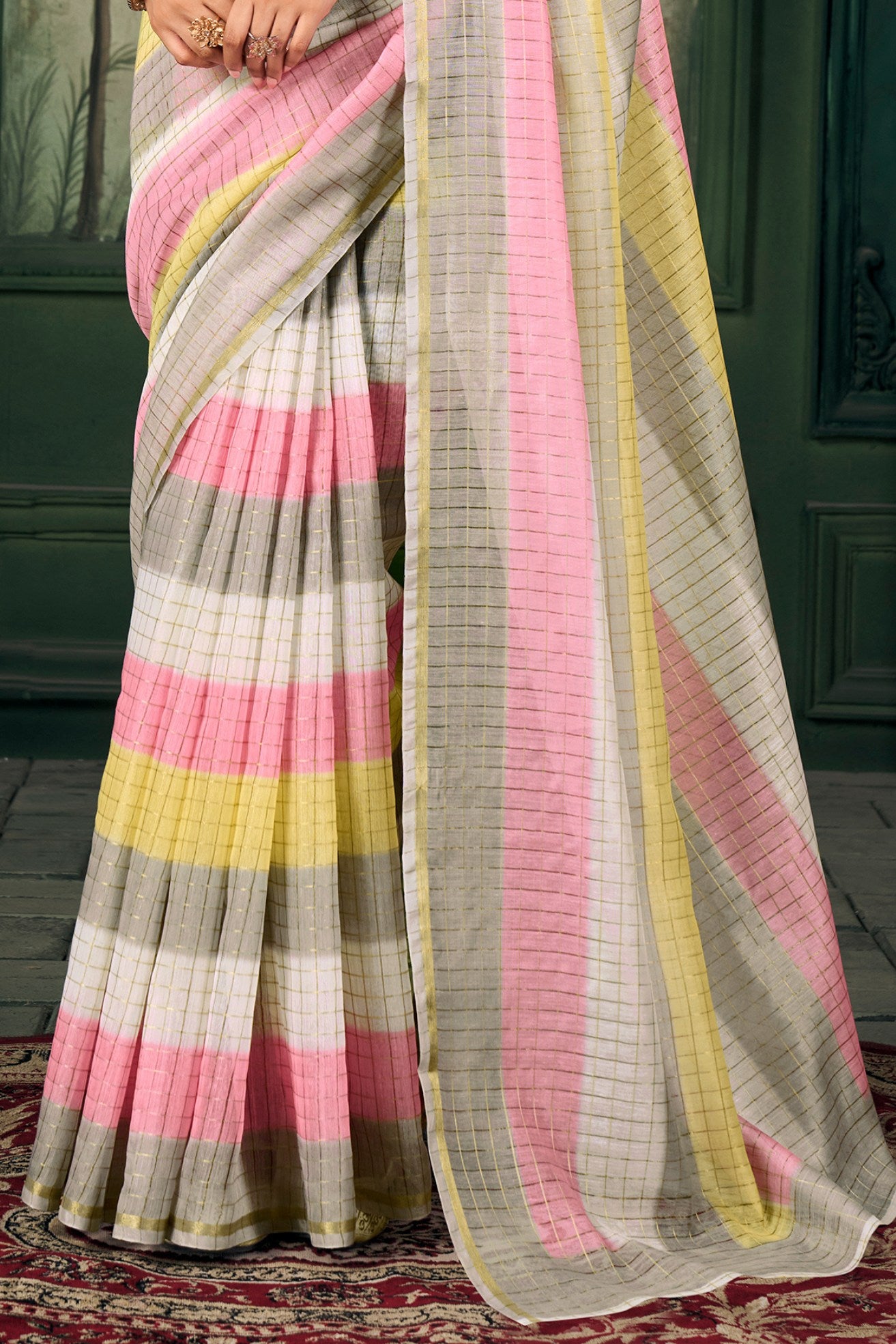 Buy MySilkLove Mauvelous Pink Chanderi Linen Saree Online