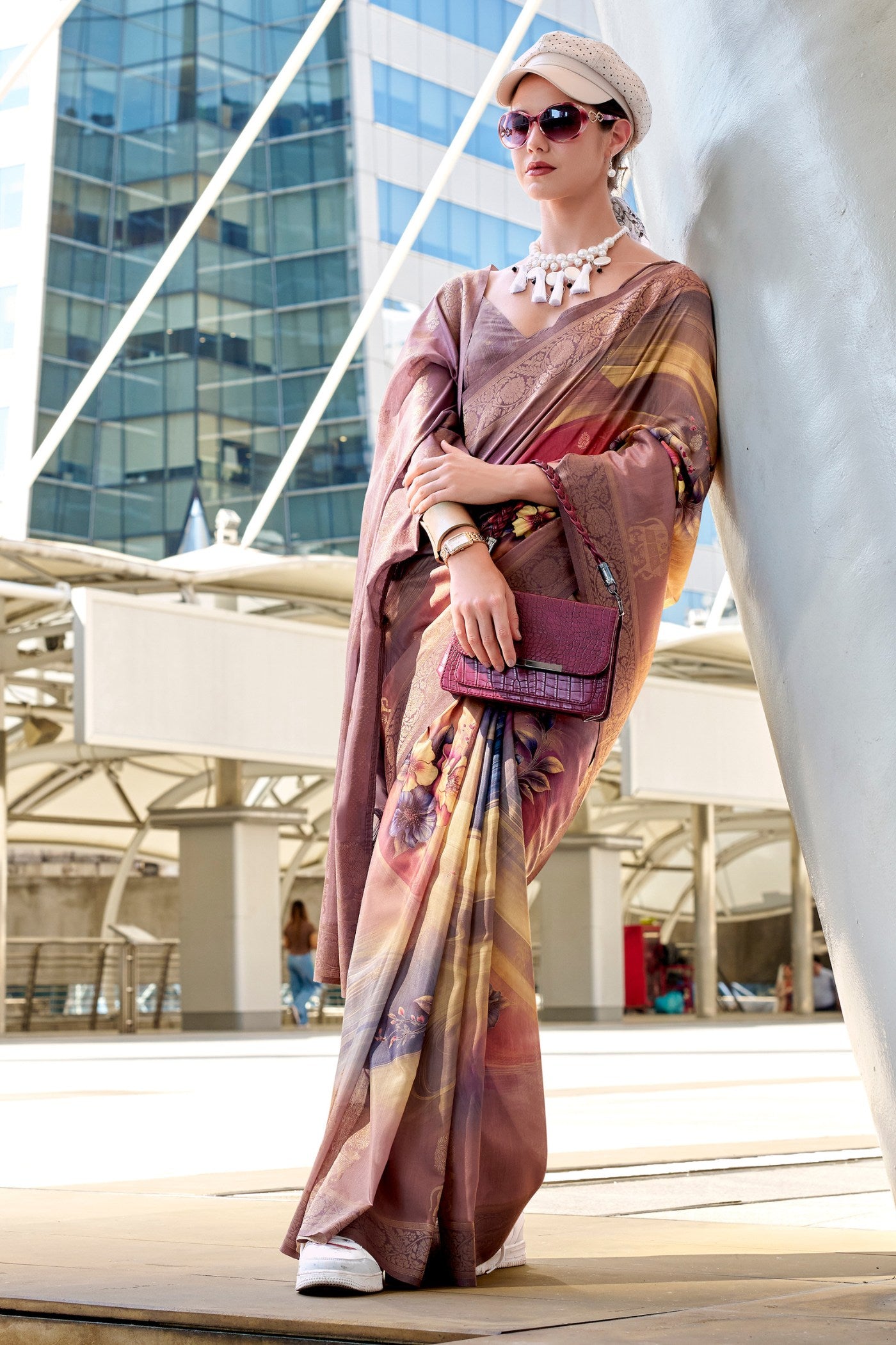 Buy MySilkLove Tanchoi Cream and Brown Banarasi Handloom Saree Online