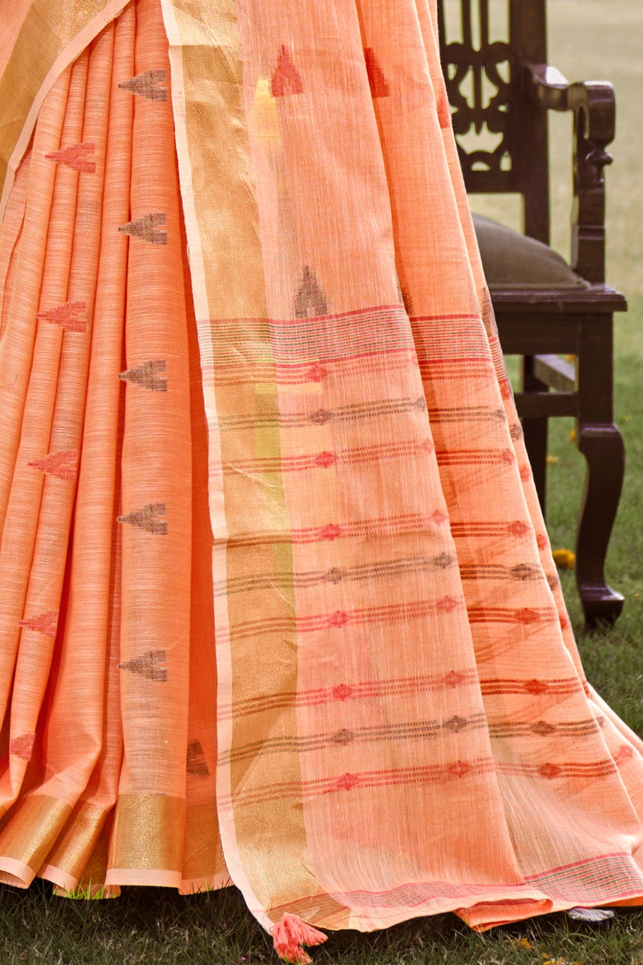 Buy MySilkLove Manhattan Peach Cotton Silk Saree Online