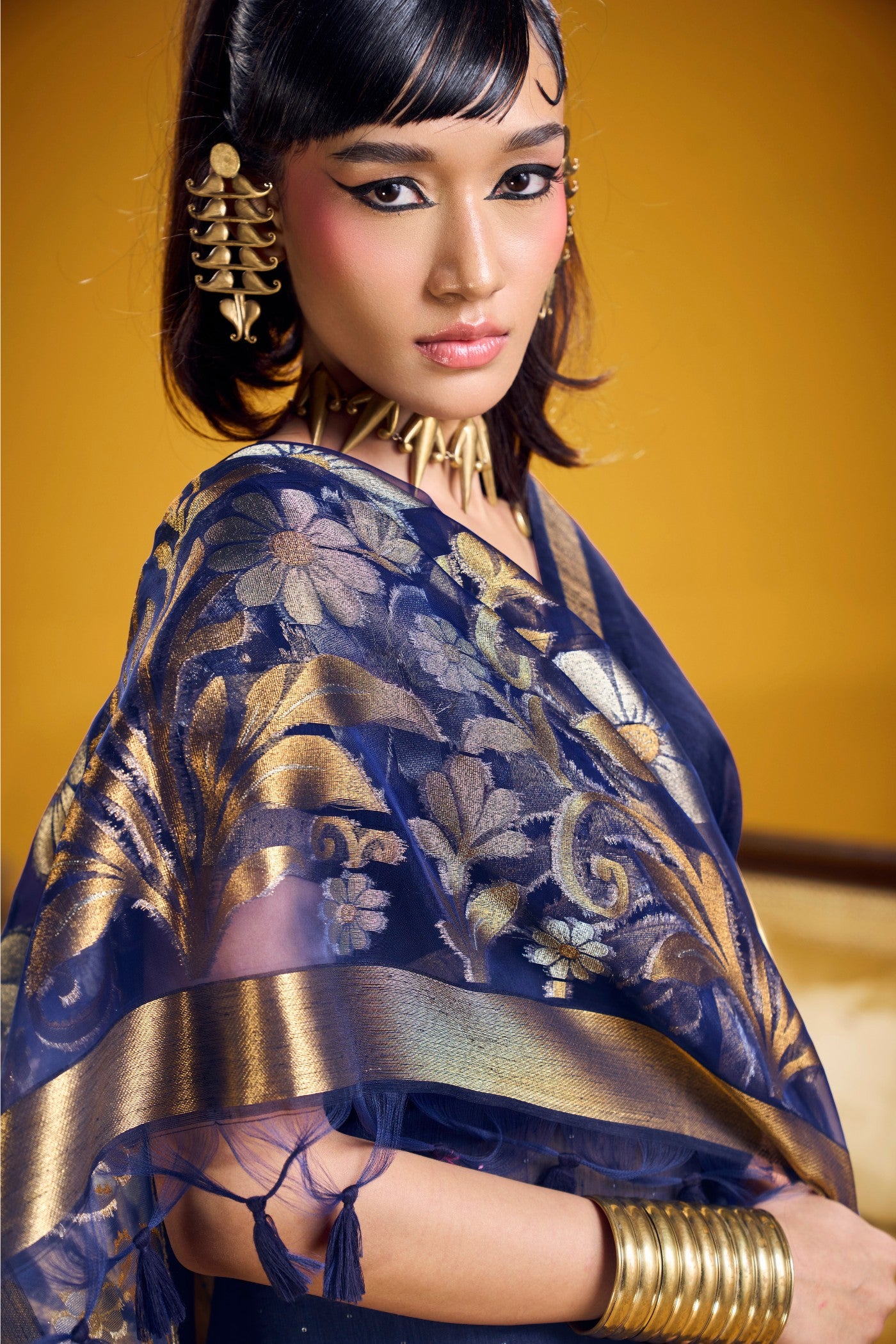 MySilkLove Phthalo Blue Munga Handloom Cotton Saree