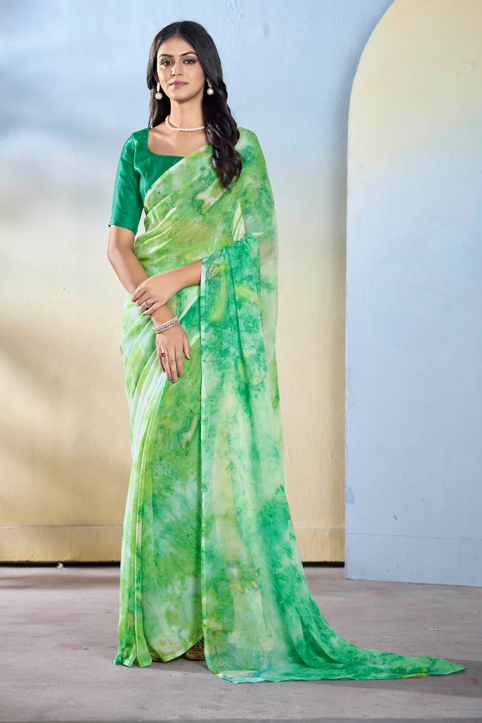 Buy MySilkLove Pista Green Ready To Wear Georgette Saree Online