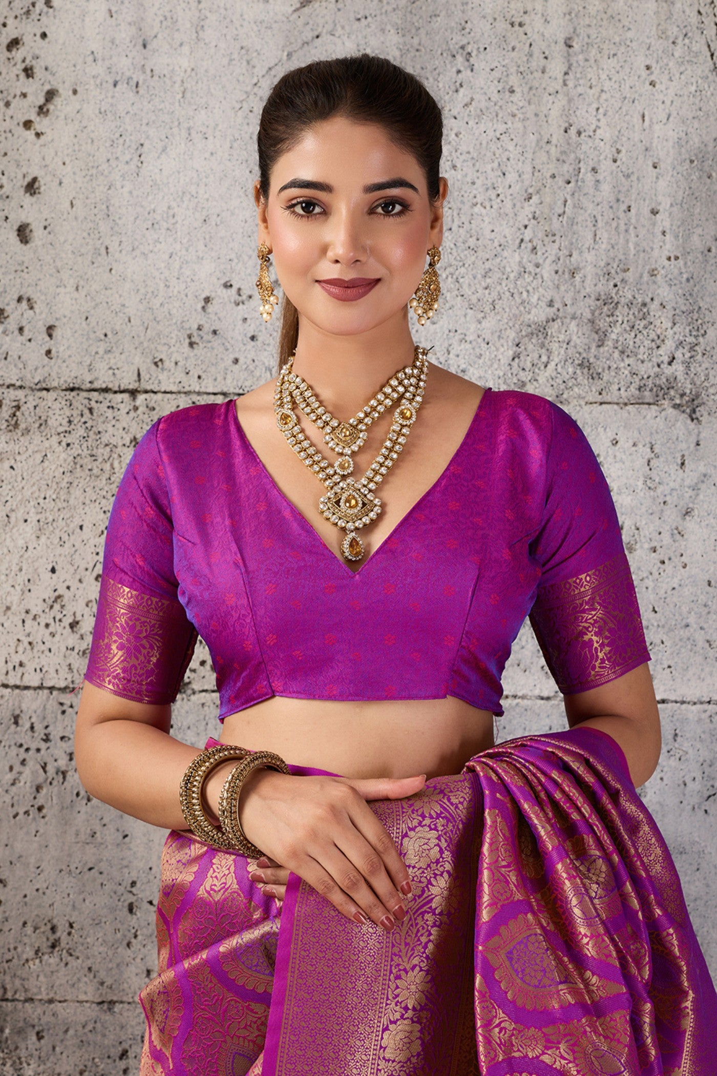 Buy MySilkLove Thistle Purple Woven Kanjivaram Saree Online