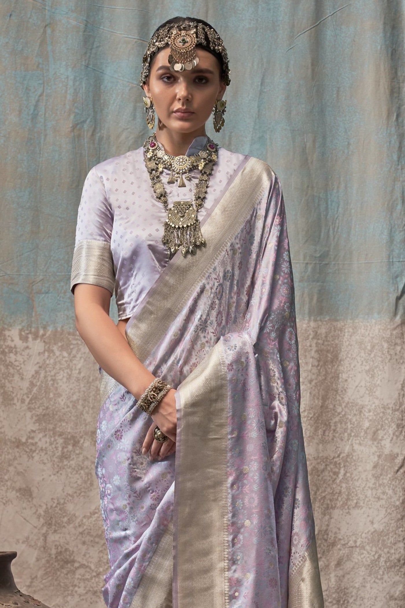 Buy MySilkLove Shadows Grey Banarasi Handloom Saree Online