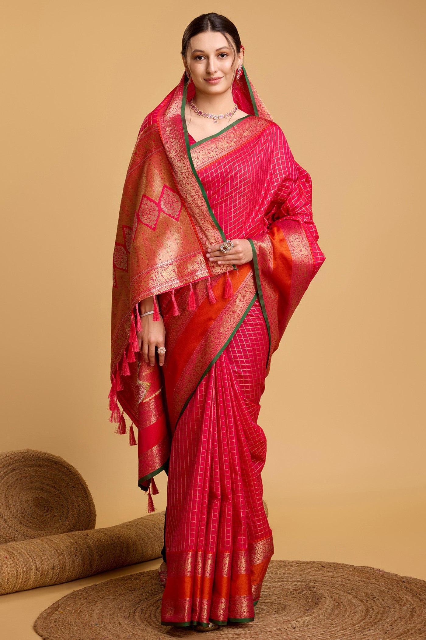 Buy MySilkLove Chilli Red Zari Woven Banarasi Saree Online