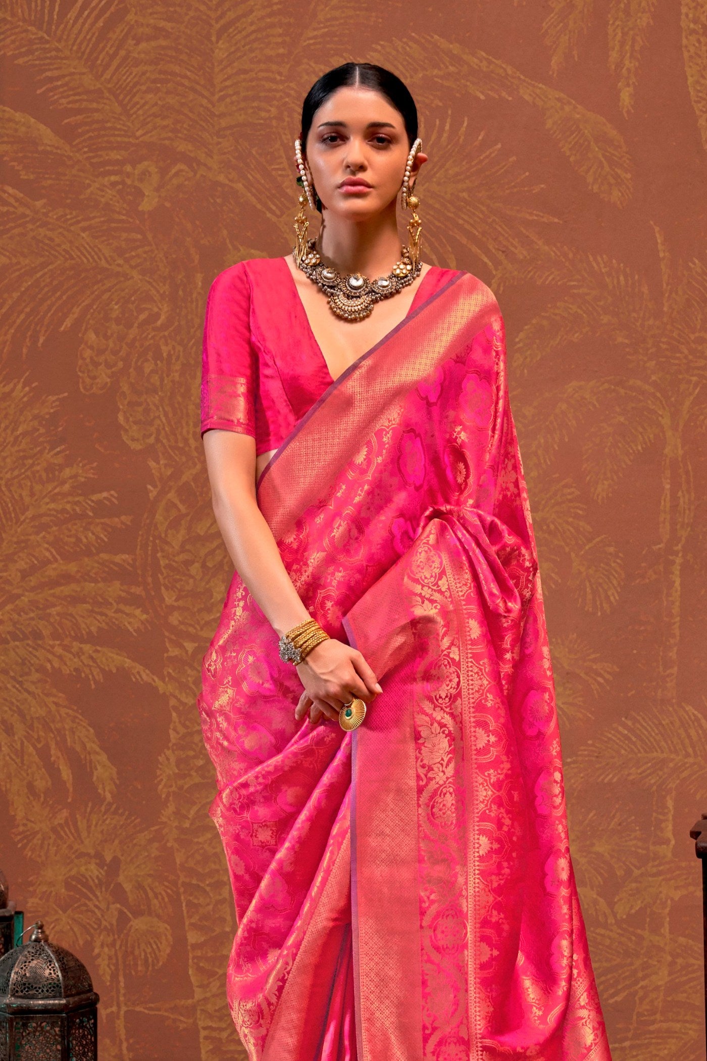 Buy MySilkLove Mandy Pink Kanjivaram Handloom Saree Online